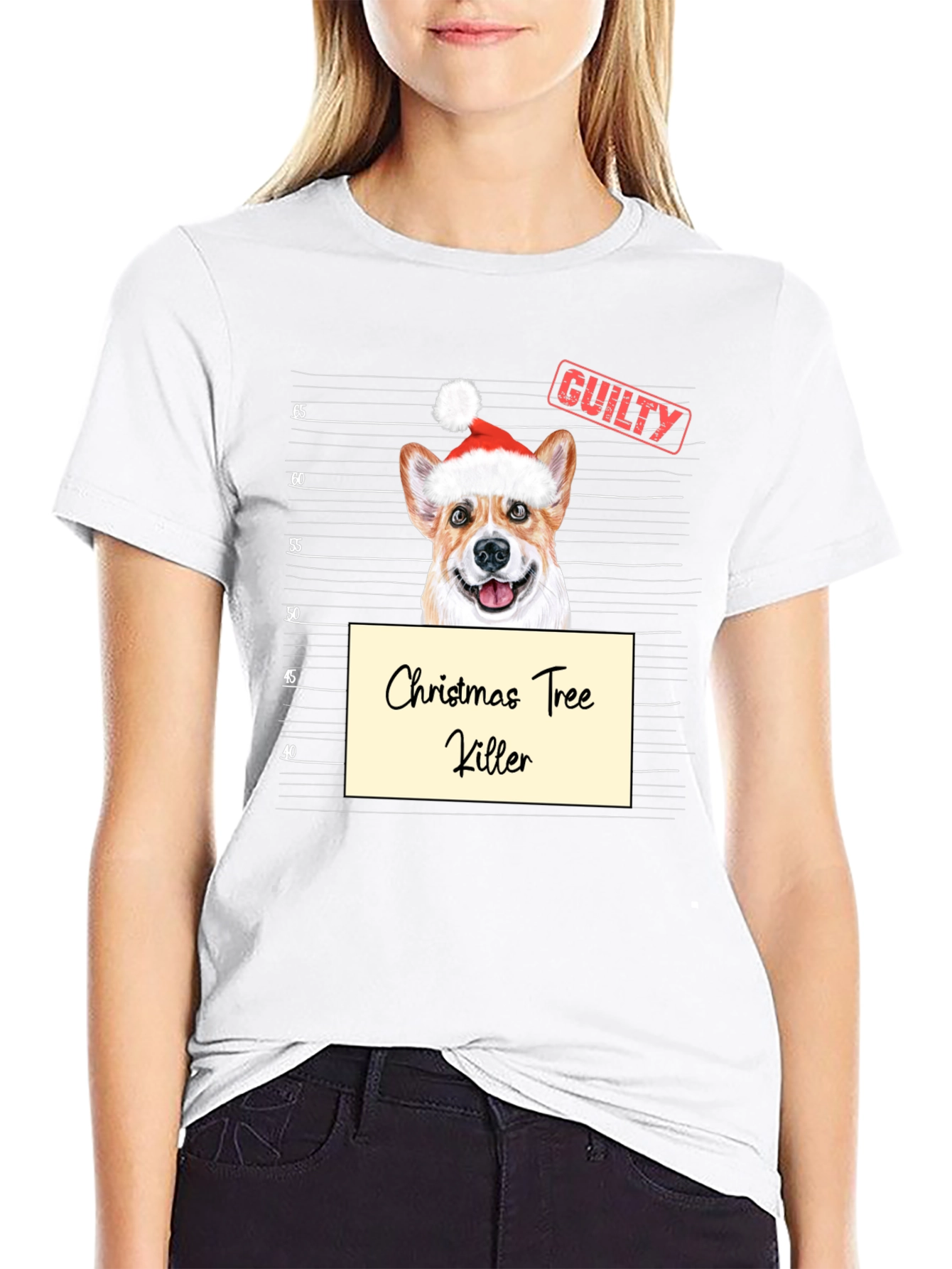 Christmas Tree Killer Corgi Mugshot T-Shirt