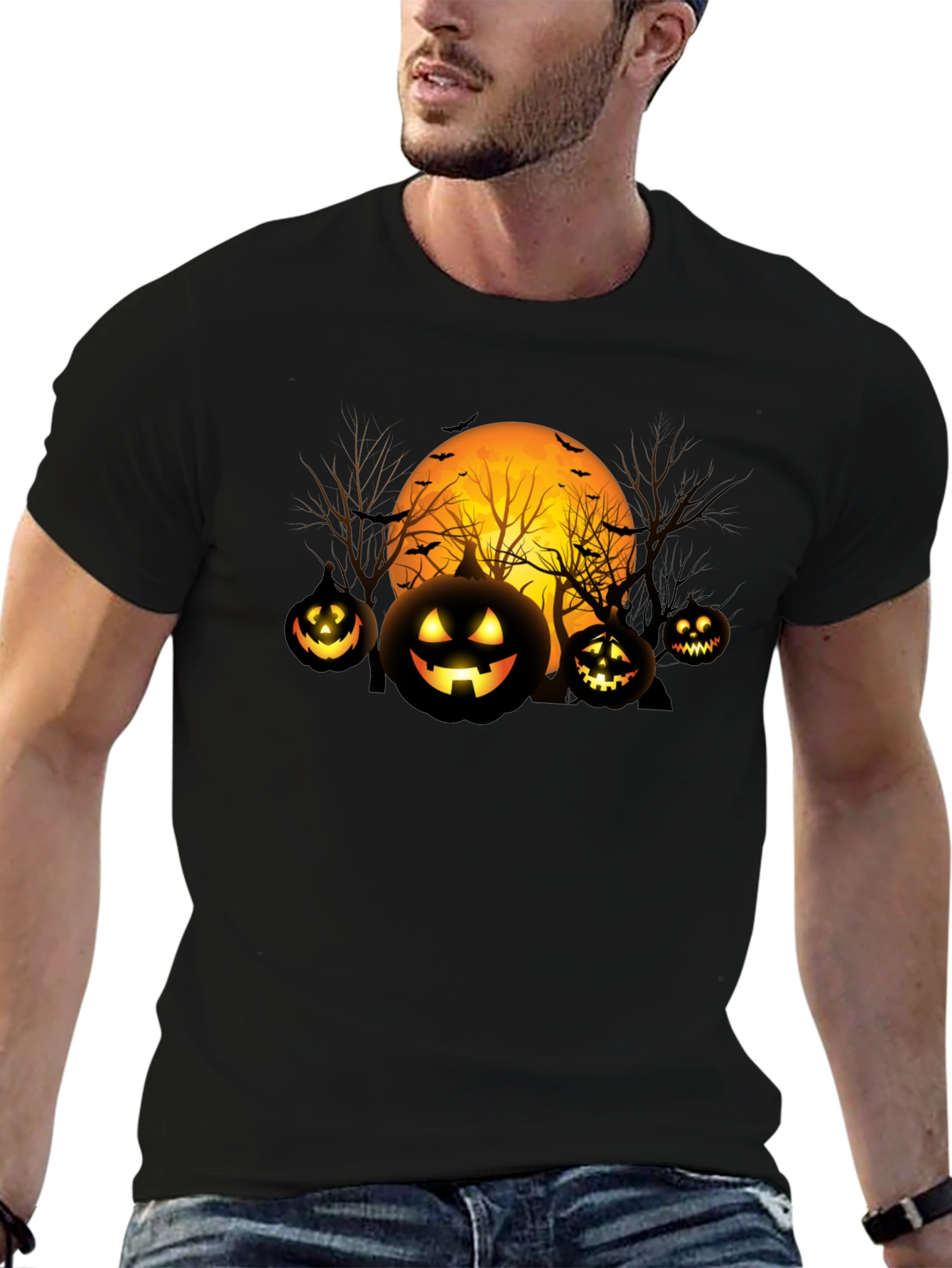Halloween Pumpkin Moon Graphic T-Shirt