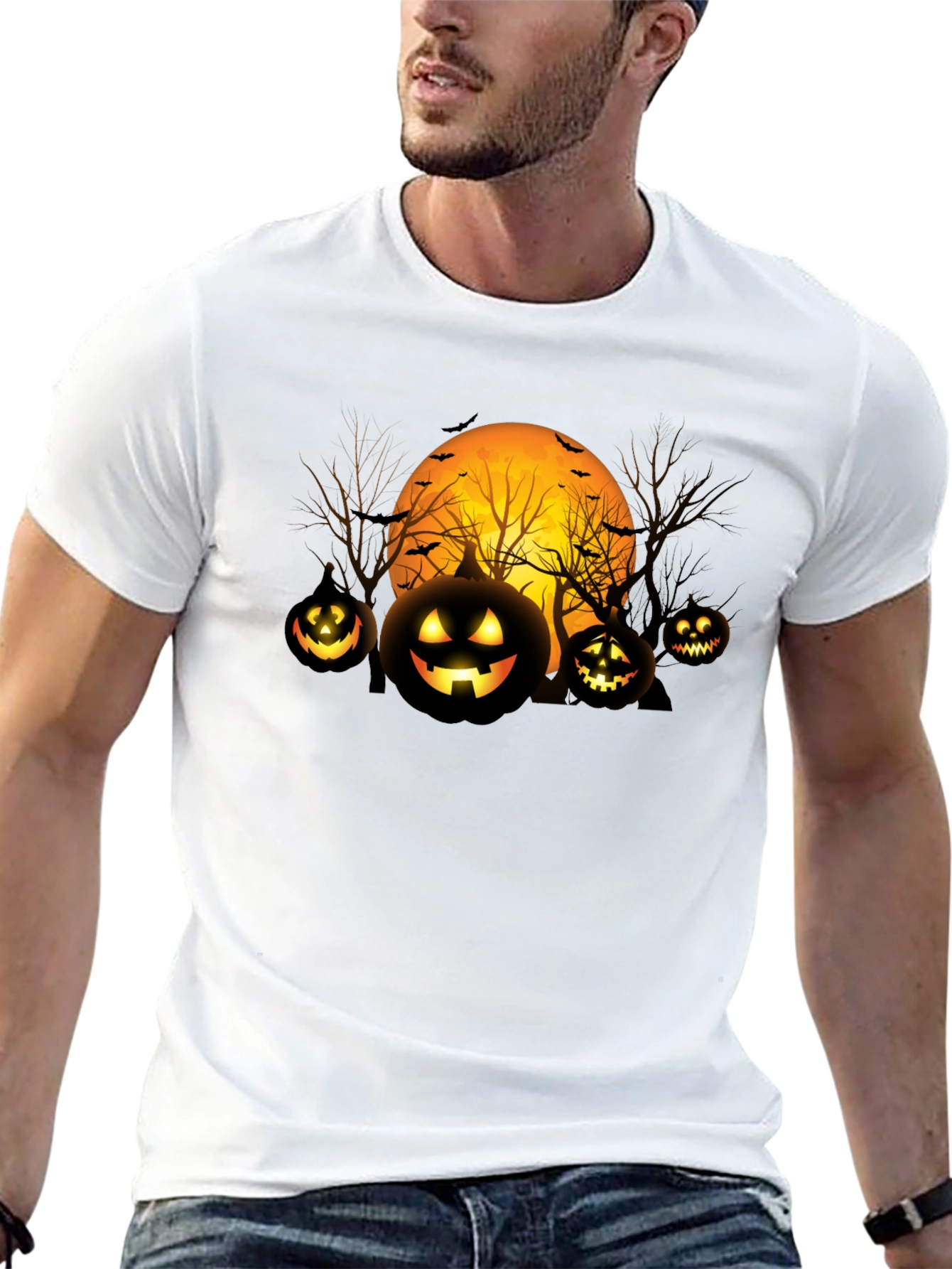 Halloween Pumpkin Moon Graphic T-Shirt