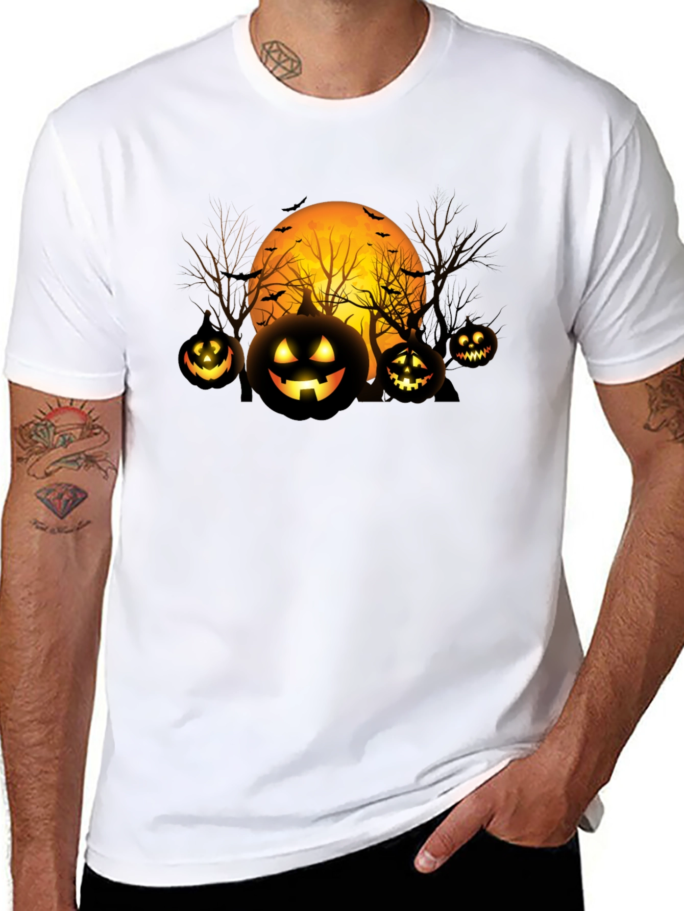 Halloween Pumpkin Moon Graphic T-Shirt