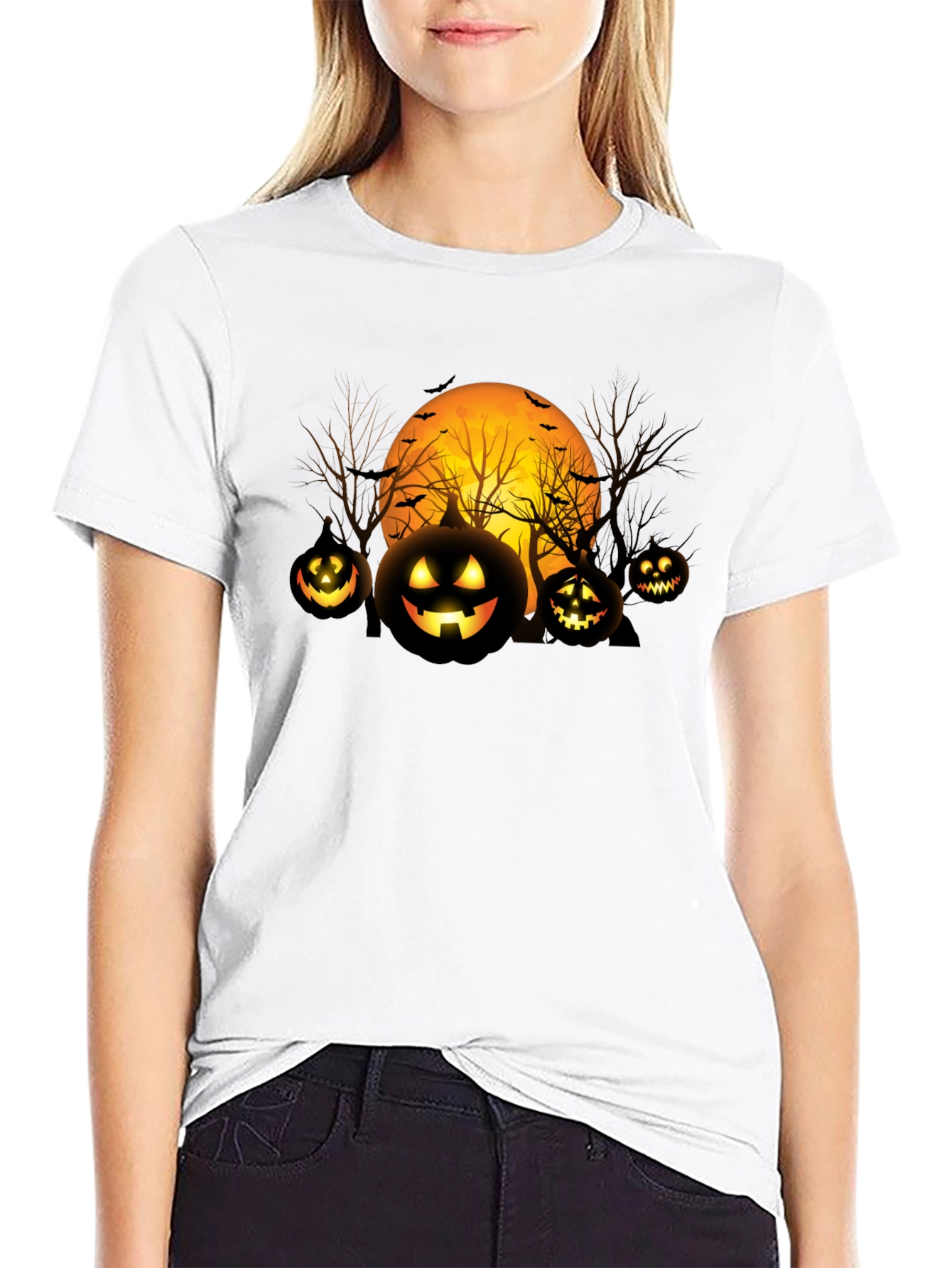 Halloween Pumpkin Moon Graphic T-Shirt