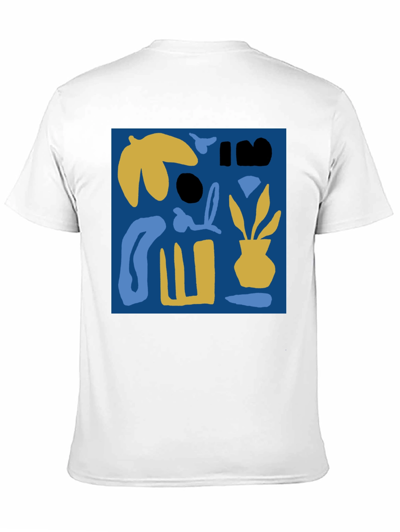 Abstract Plant Graphic Black Crew Neck Tee