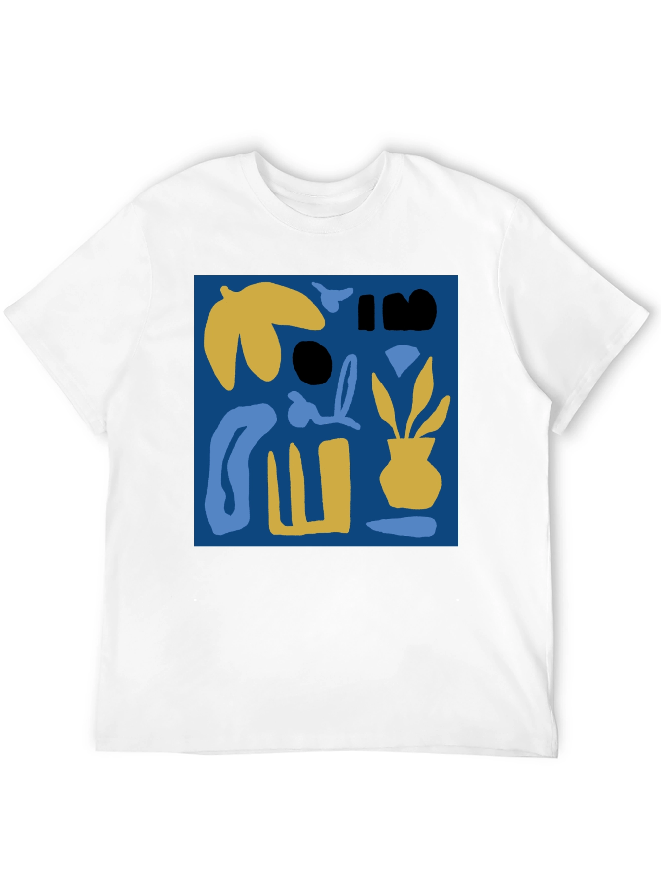 Abstract Plant Graphic Black Crew Neck Tee