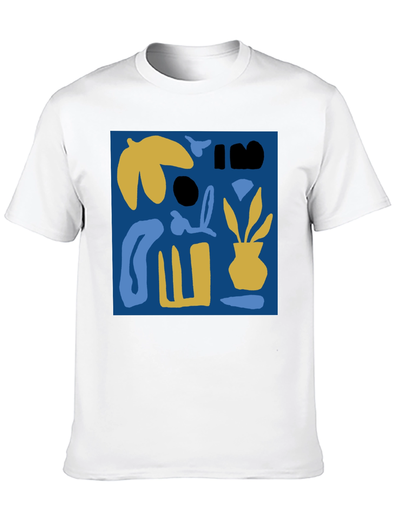 Abstract Plant Graphic Black Crew Neck Tee