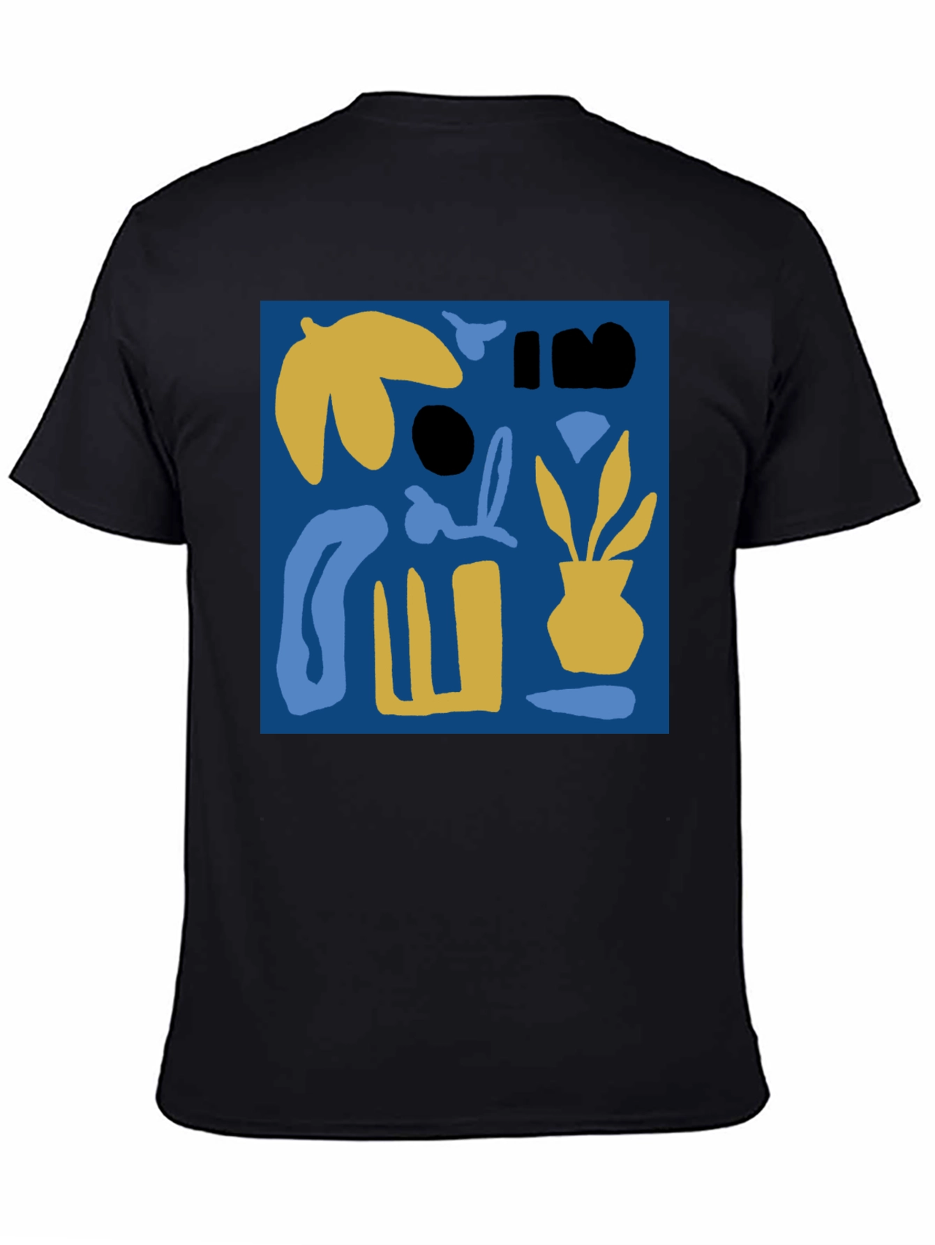 Abstract Plant Graphic Black Crew Neck Tee
