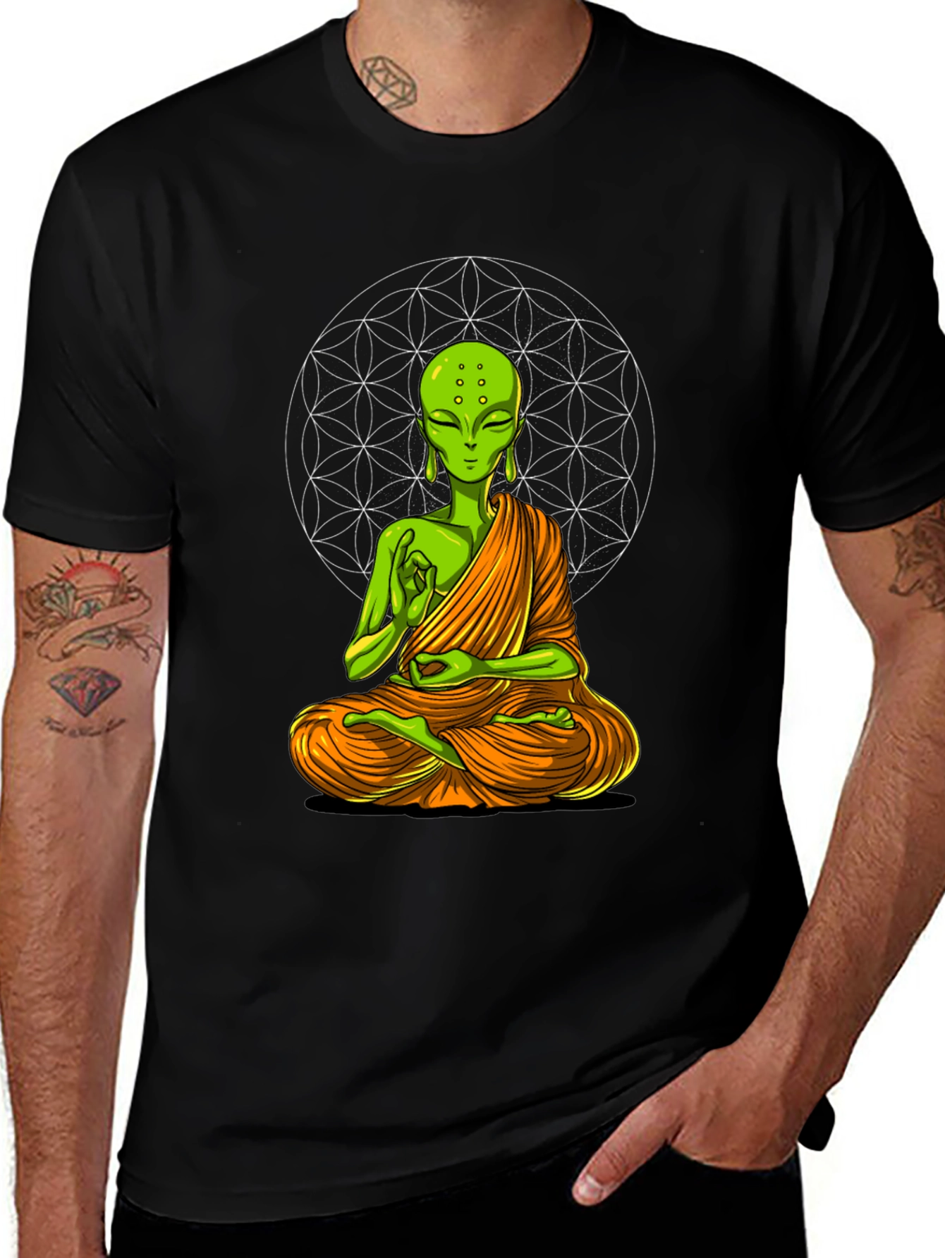 Meditating Alien T-Shirt - Black