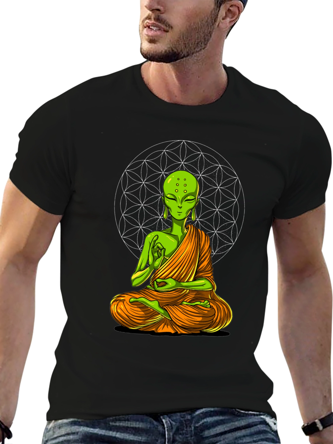 Meditating Alien T-Shirt - Black