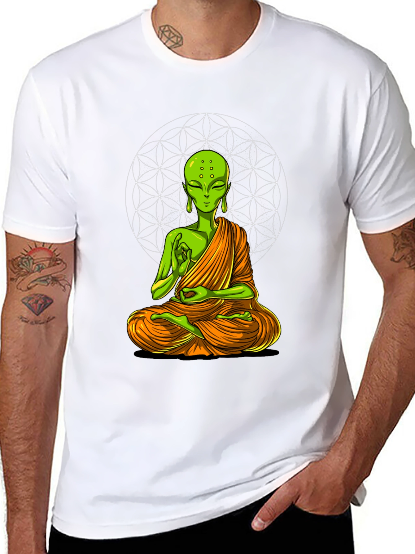 Meditating Alien T-Shirt - Black