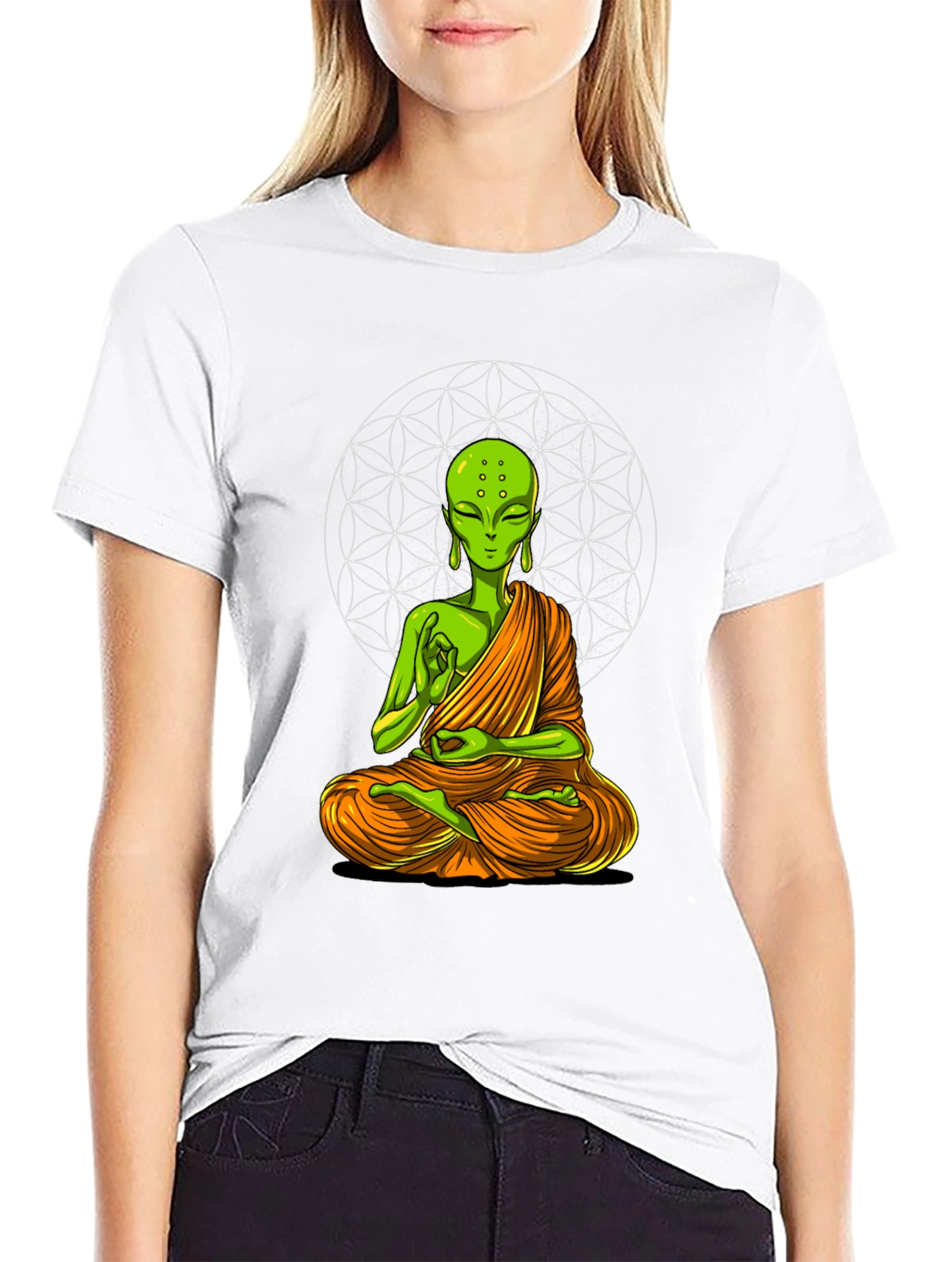 Meditating Alien T-Shirt - Black