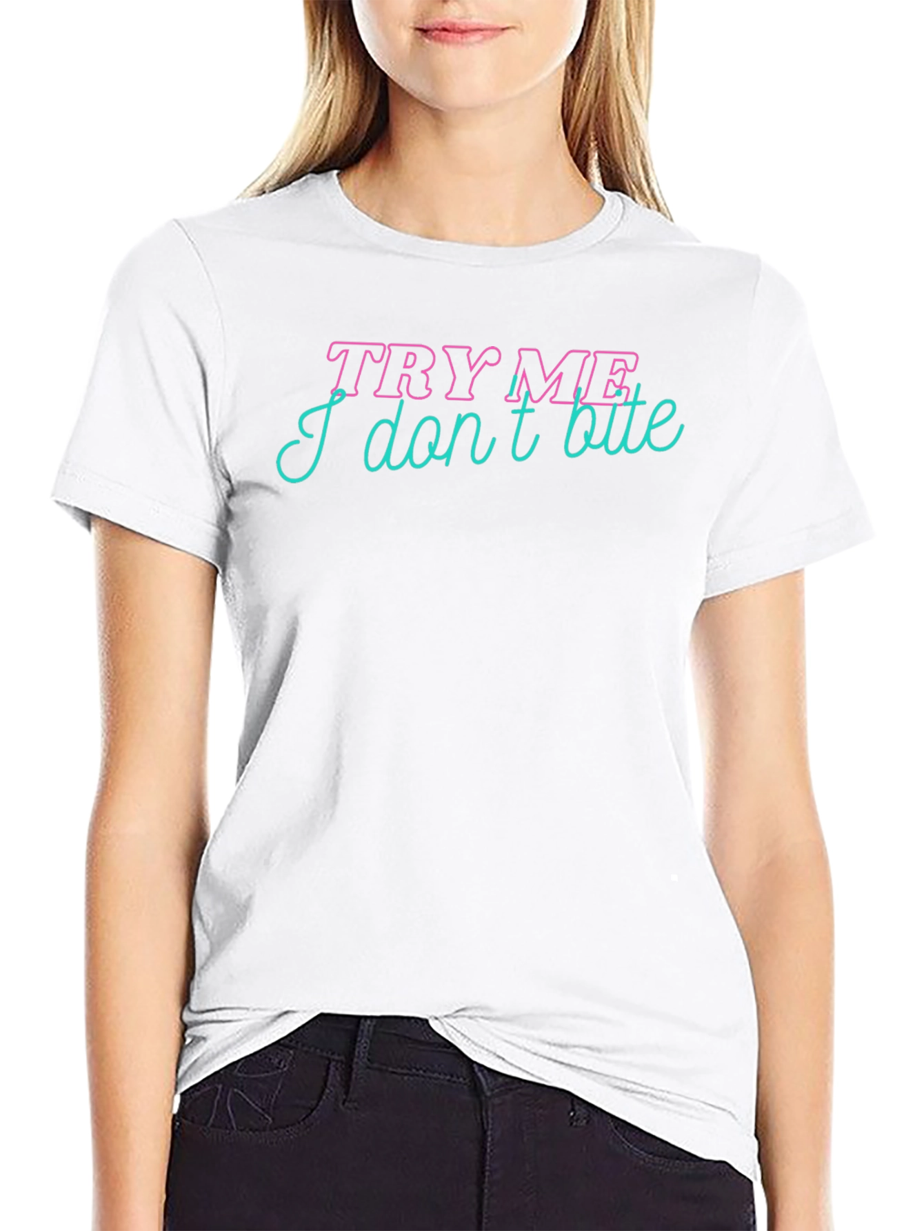 Try Me I Dont Bite Black Graphic Tee