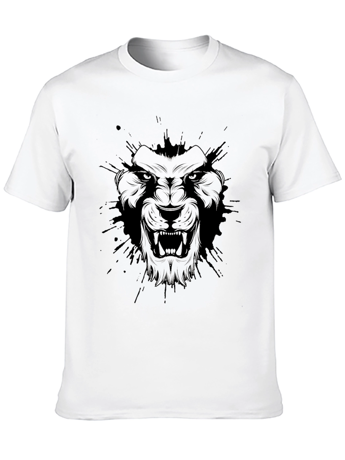 Mens Black Graphic Tee - Fierce Lion Design
