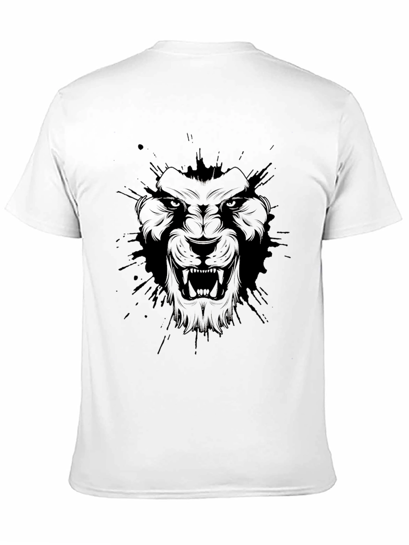 Mens Black Graphic Tee - Fierce Lion Design