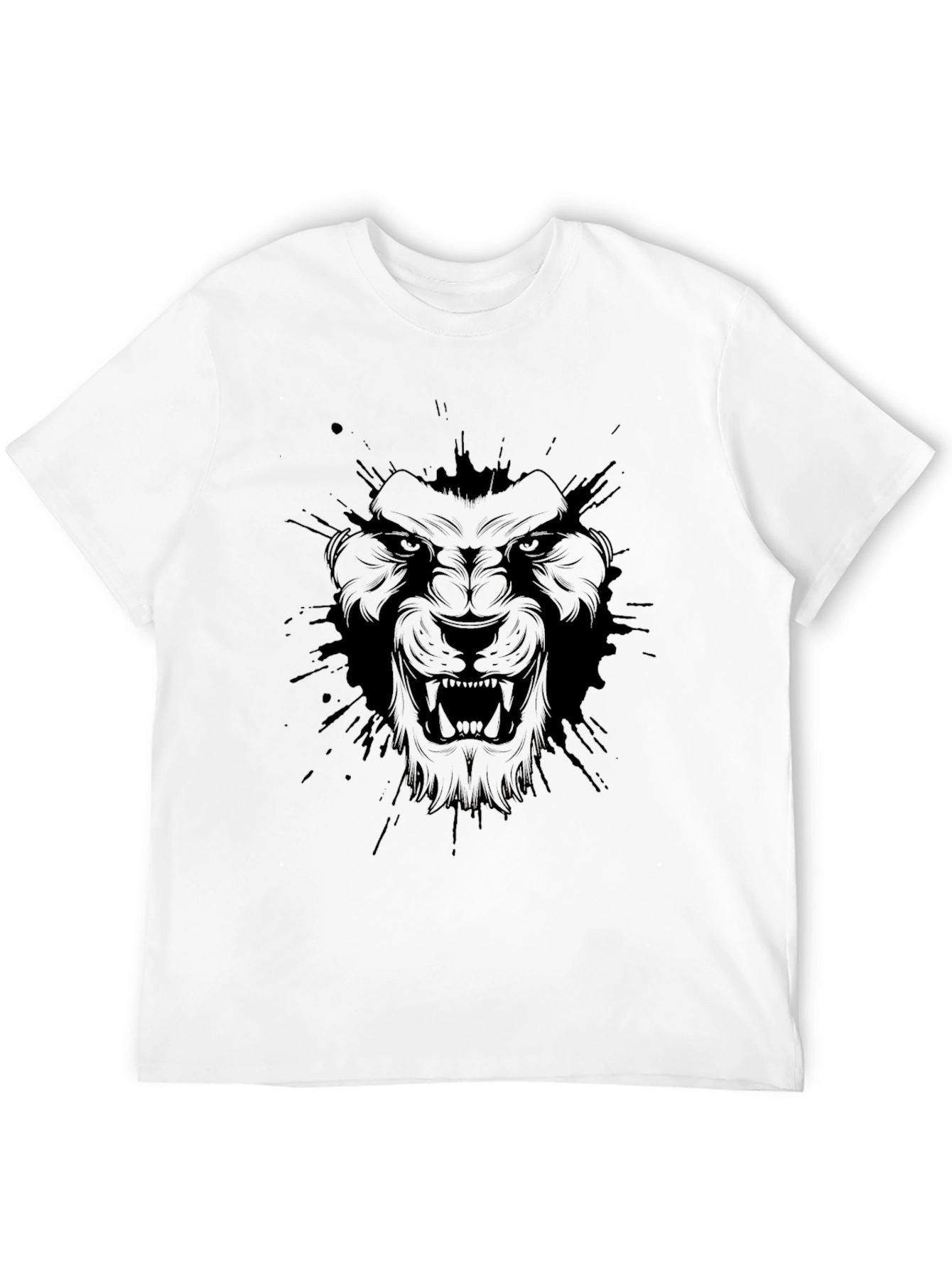 Mens Black Graphic Tee - Fierce Lion Design