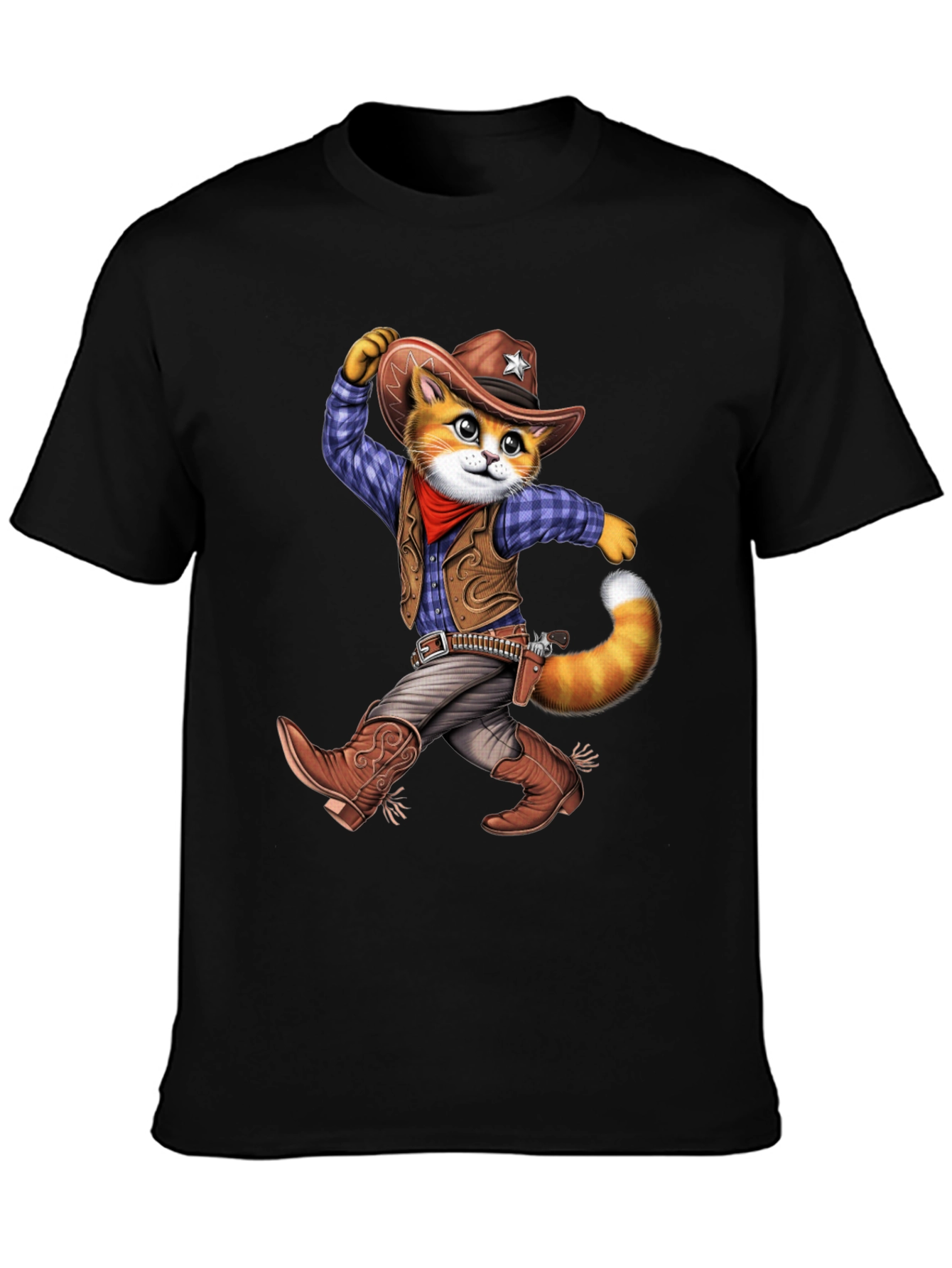 Cowboy Cat Graphic T-Shirt - Western Style Tee