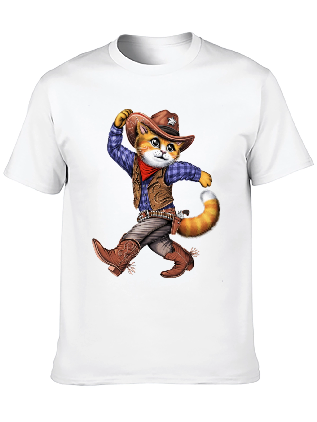 Cowboy Cat Graphic T-Shirt - Western Style Tee