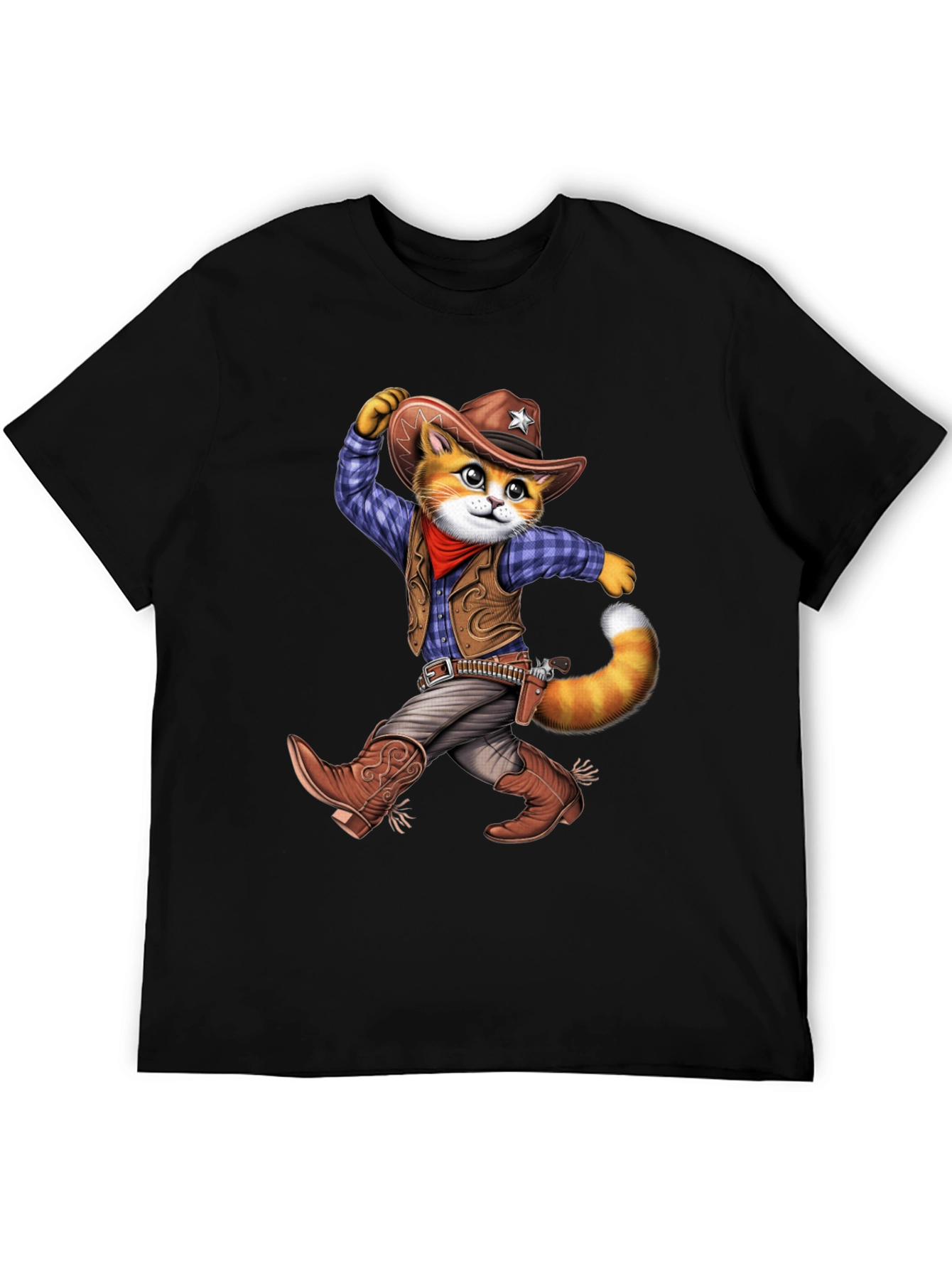 Cowboy Cat Graphic T-Shirt - Western Style Tee