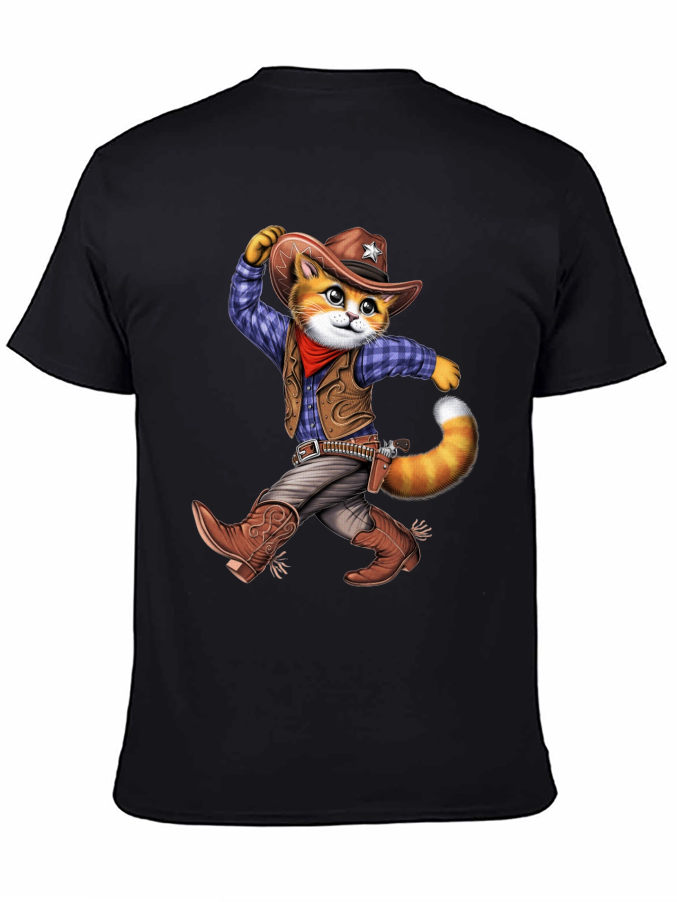 Cowboy Cat Graphic T-Shirt - Western Style Tee