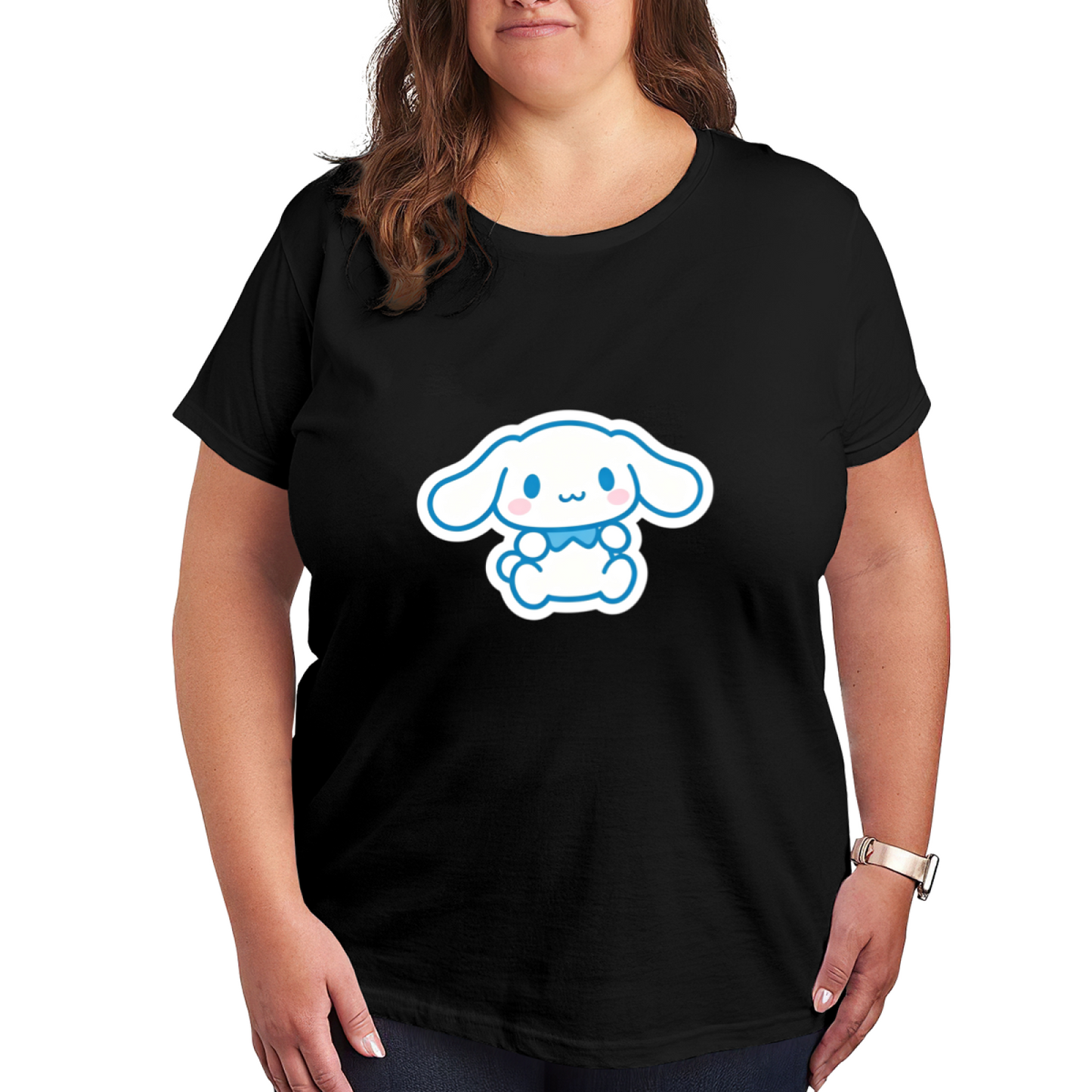 Simple Cute Cinnamoroll Cartoon Print Plus Size Ladies Short?Sleeve Tee
