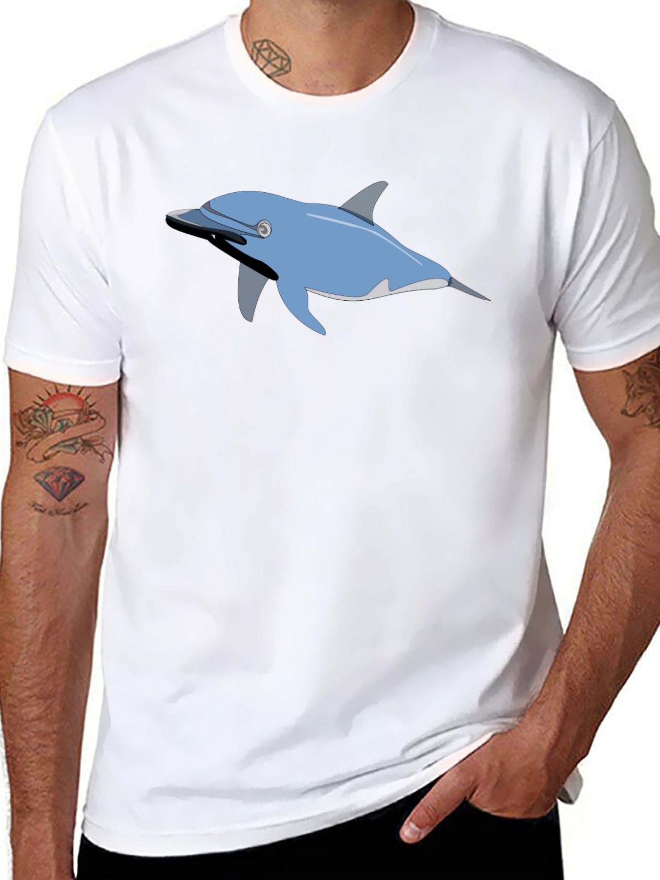 Dolphin Graphic Print Crew Neck T-shirt