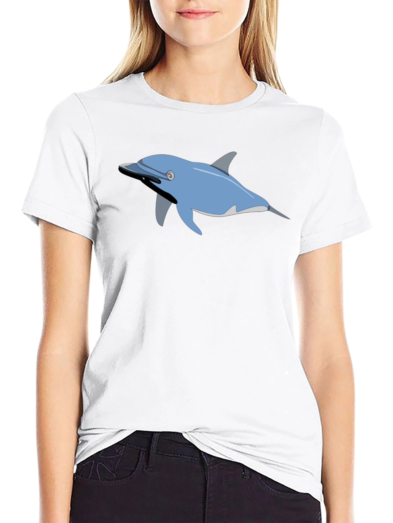 Dolphin Graphic Print Crew Neck T-shirt