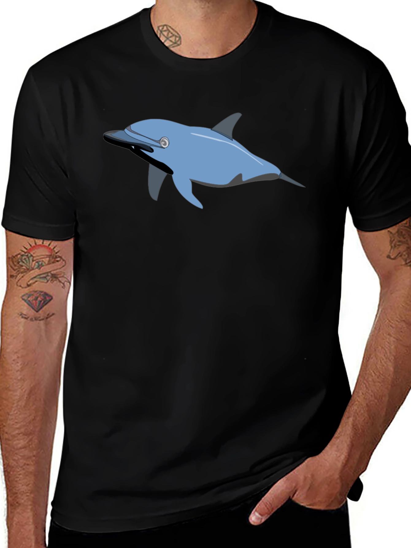Dolphin Graphic Print Crew Neck T-shirt
