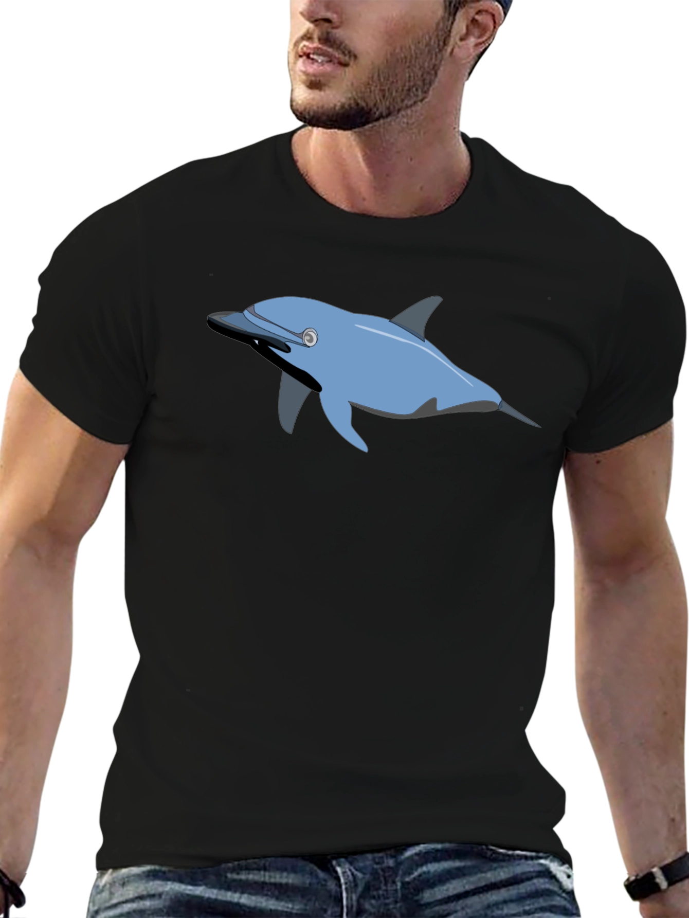 Dolphin Graphic Print Crew Neck T-shirt