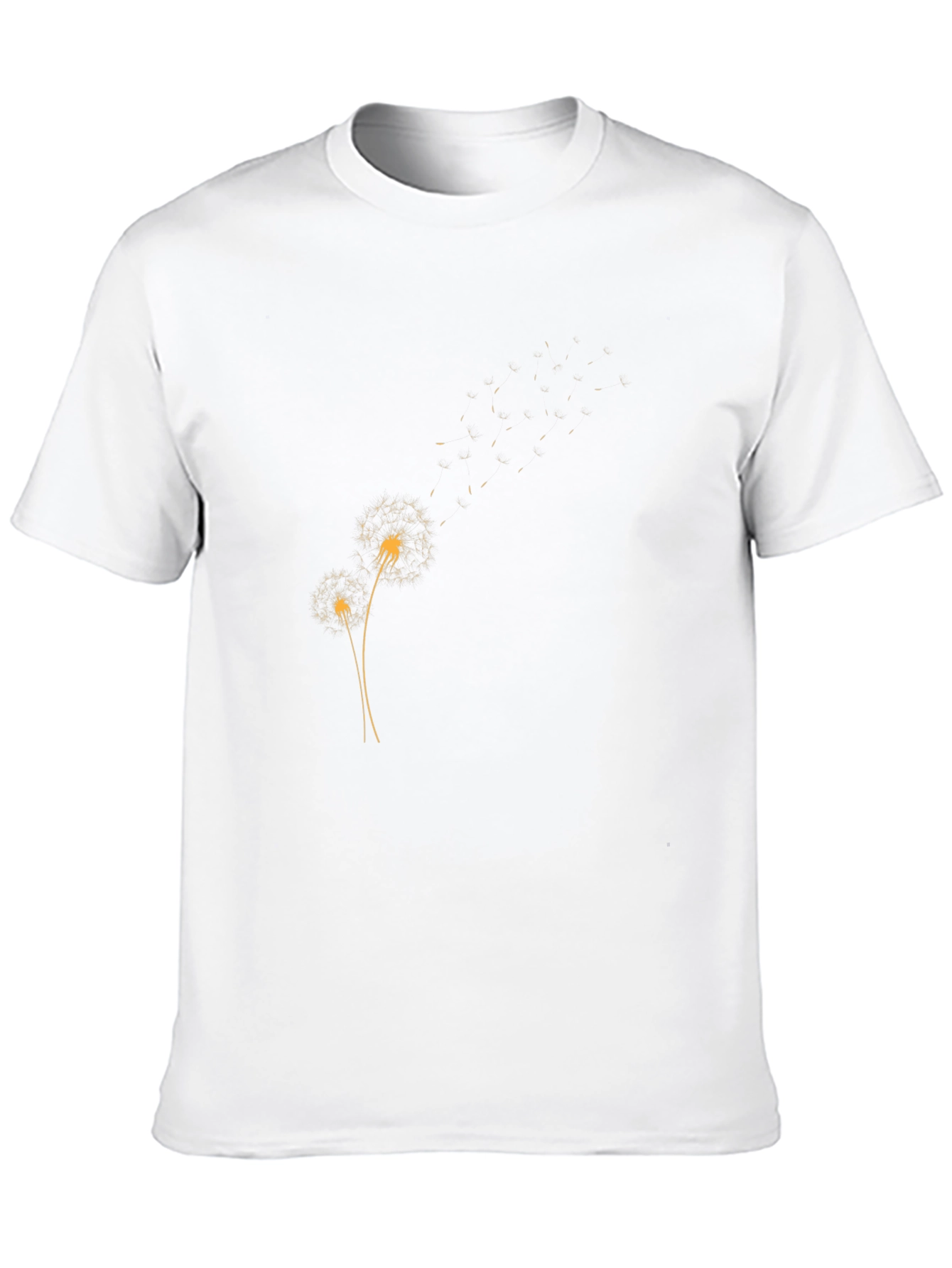 Mens Black T-Shirt with Dandelion Design