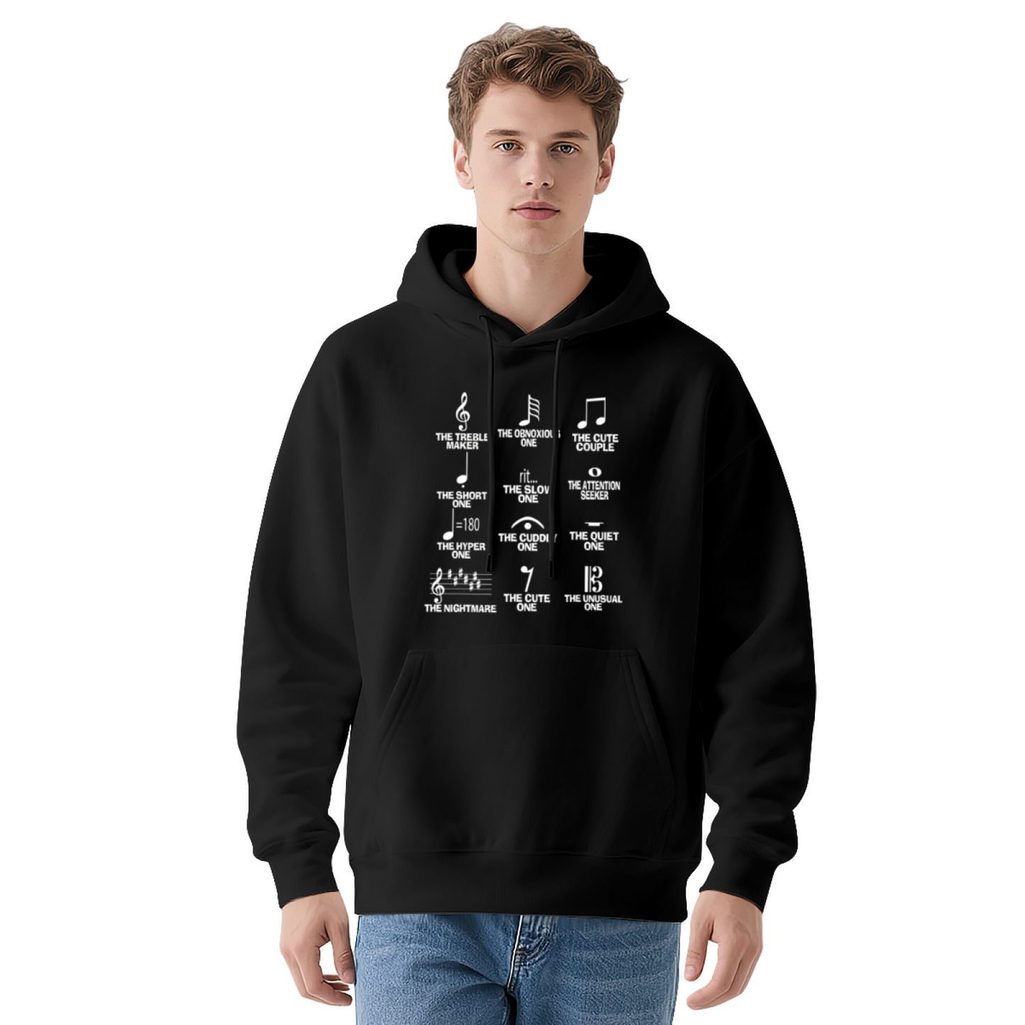 Funny Music Note Meaning Navy Hoodie, Music Lover Comfort Hooded Sweatshirt