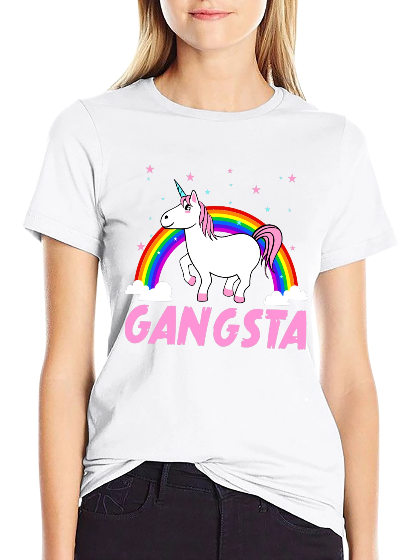 Gangsta Unicorn Black Graphic Tee