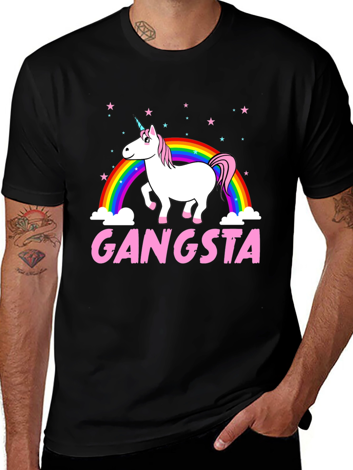 Gangsta Unicorn Black Graphic Tee
