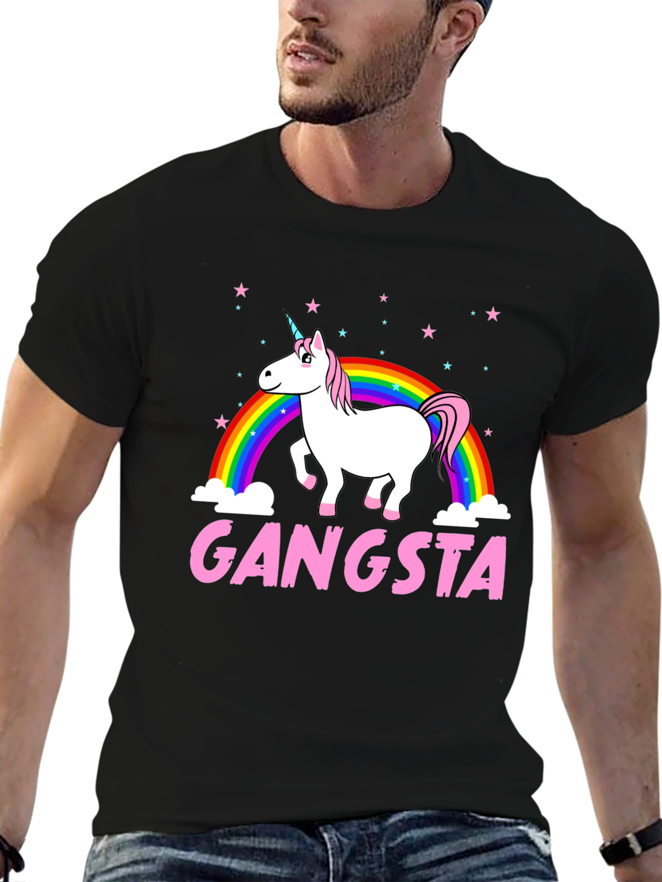 Gangsta Unicorn Black Graphic Tee