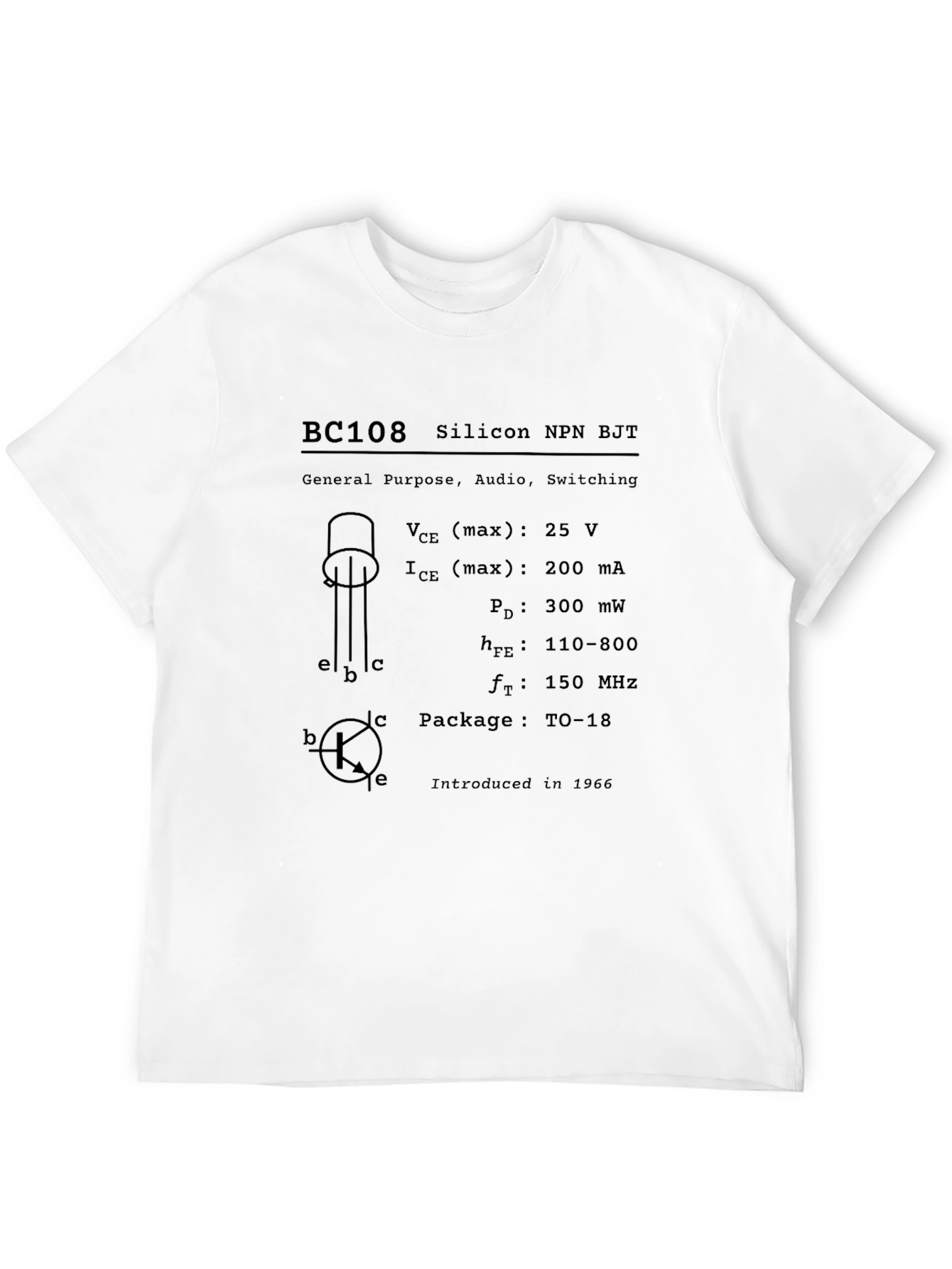 BC108 Transistor T-Shirt - Geeky Electronics Apparel
