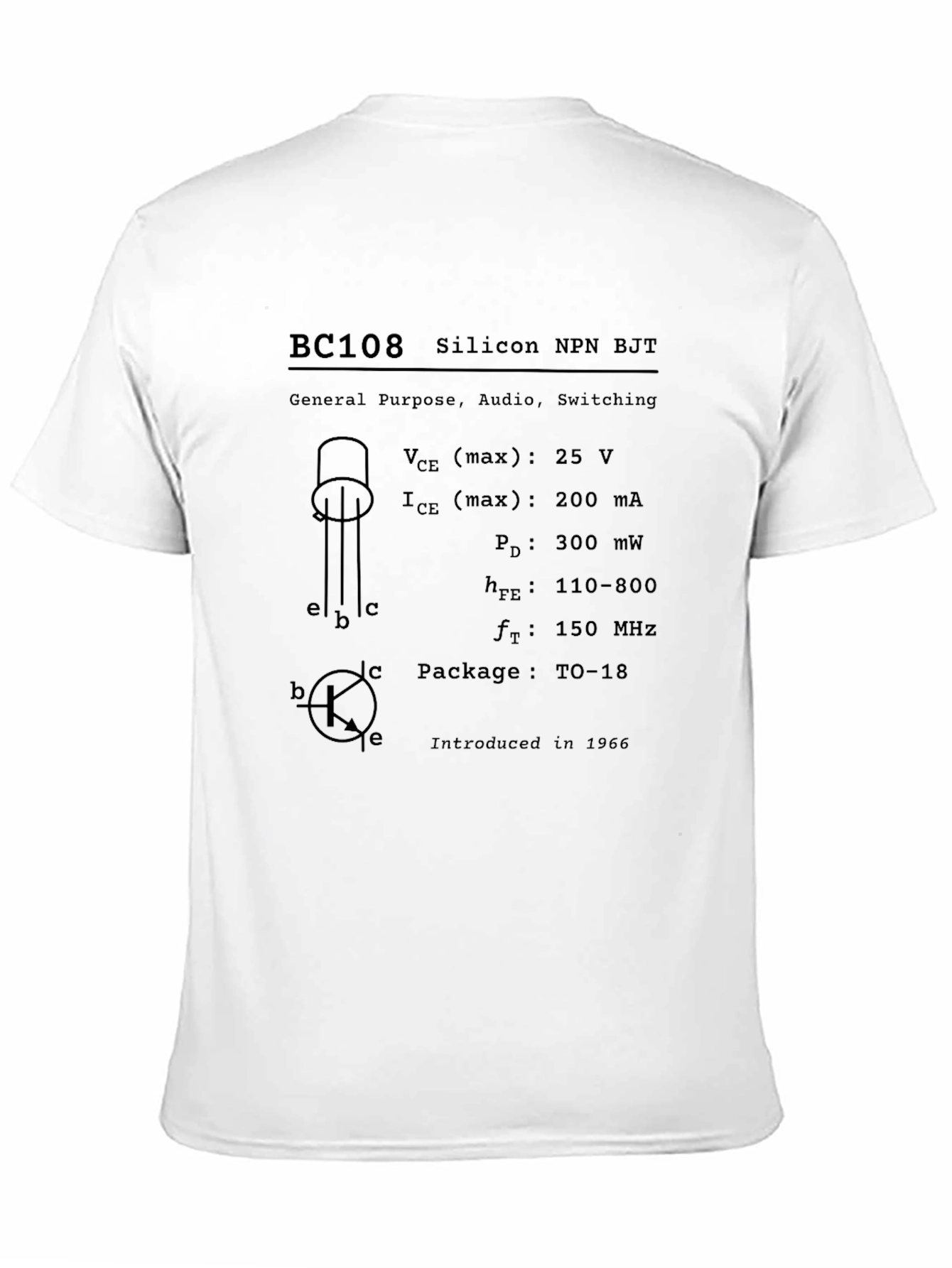BC108 Transistor T-Shirt - Geeky Electronics Apparel