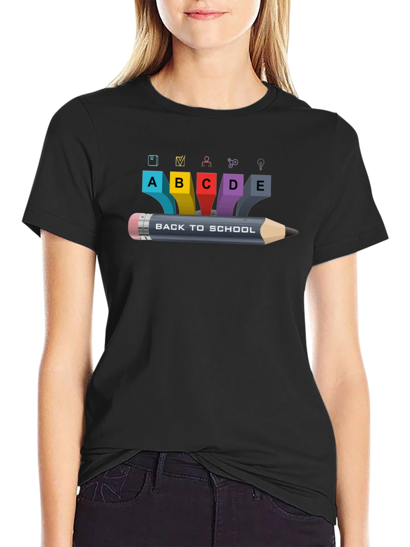 Back To School Graphic Black T-Shirt