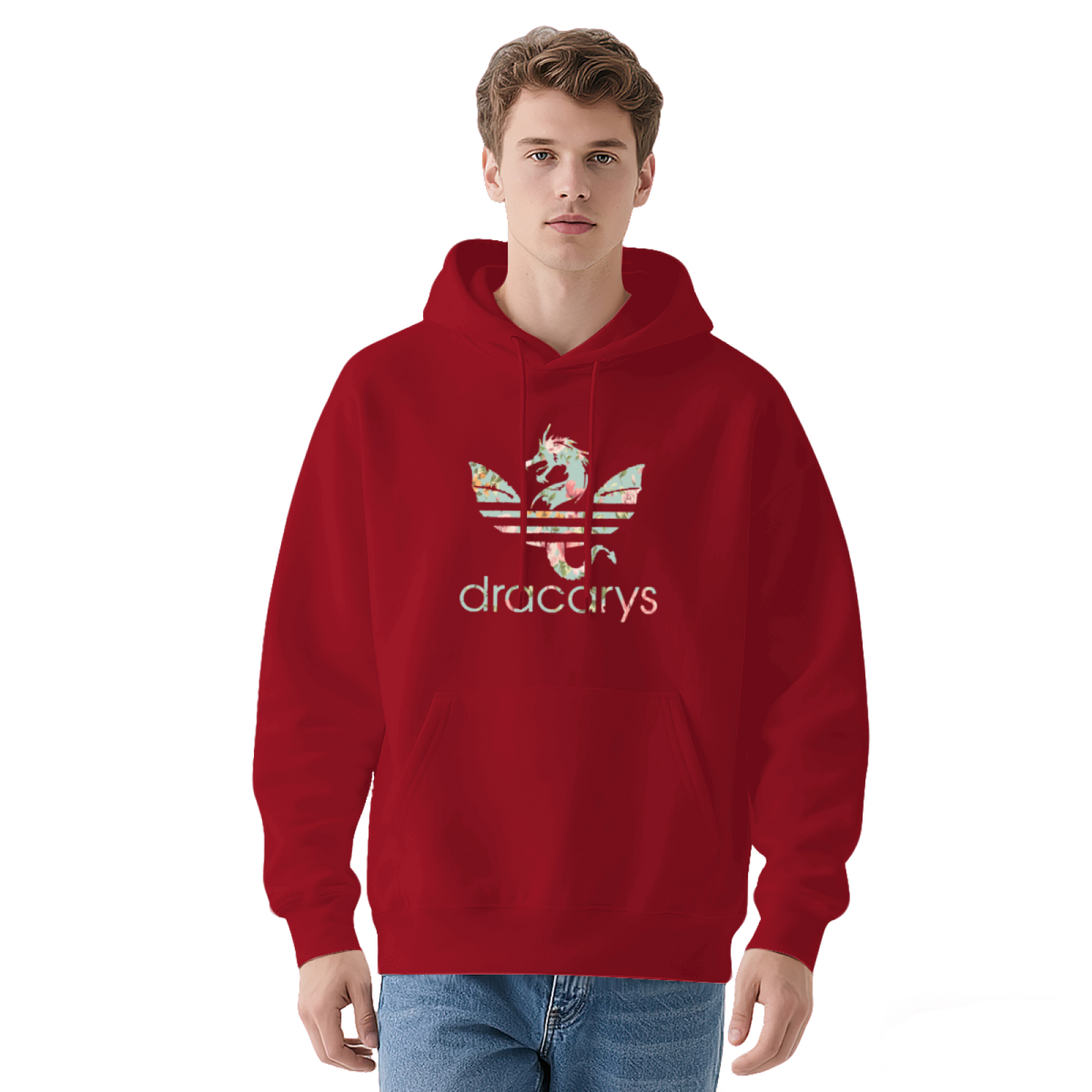 Floral Dracarys Dragon Navy Hoodie, Ultra Soft Daily Pullover