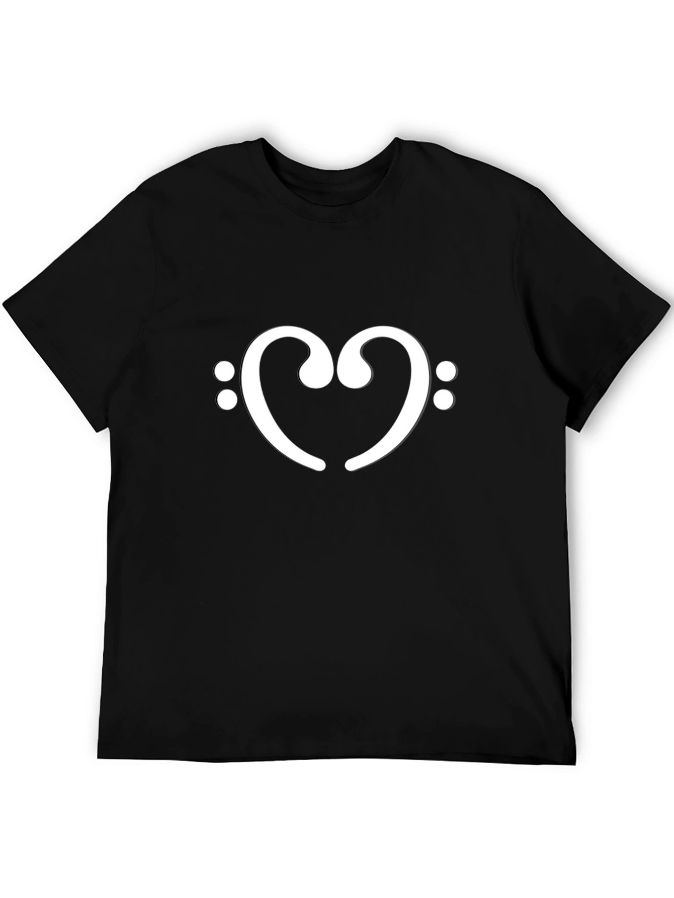 Heart Music Note Graphic Tee - Black