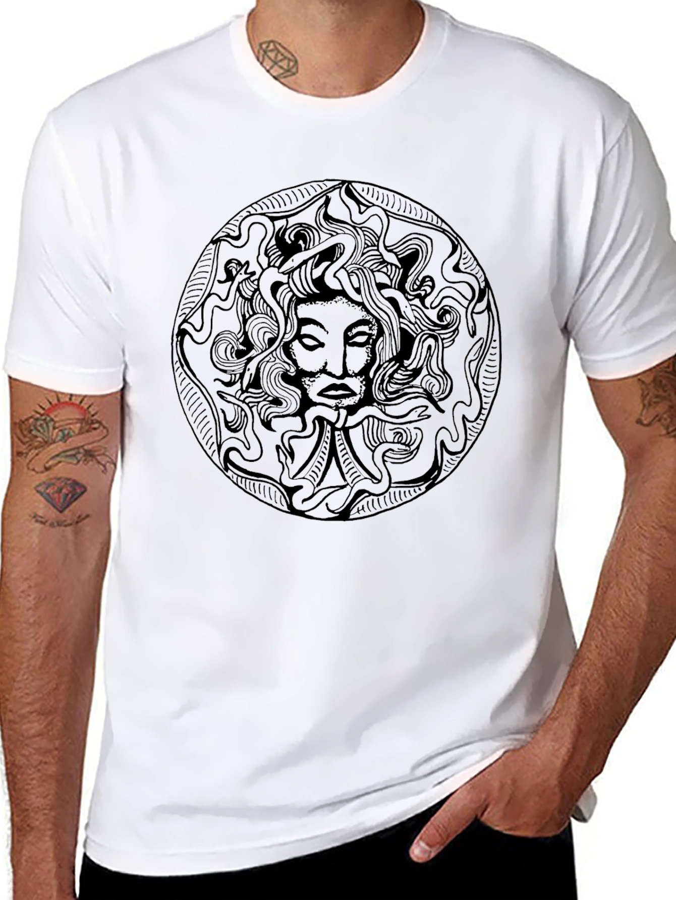 Medusa Graphic Print Black T-Shirt
