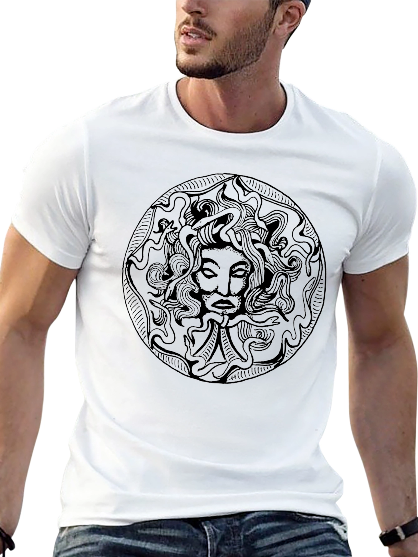 Medusa Graphic Print Black T-Shirt