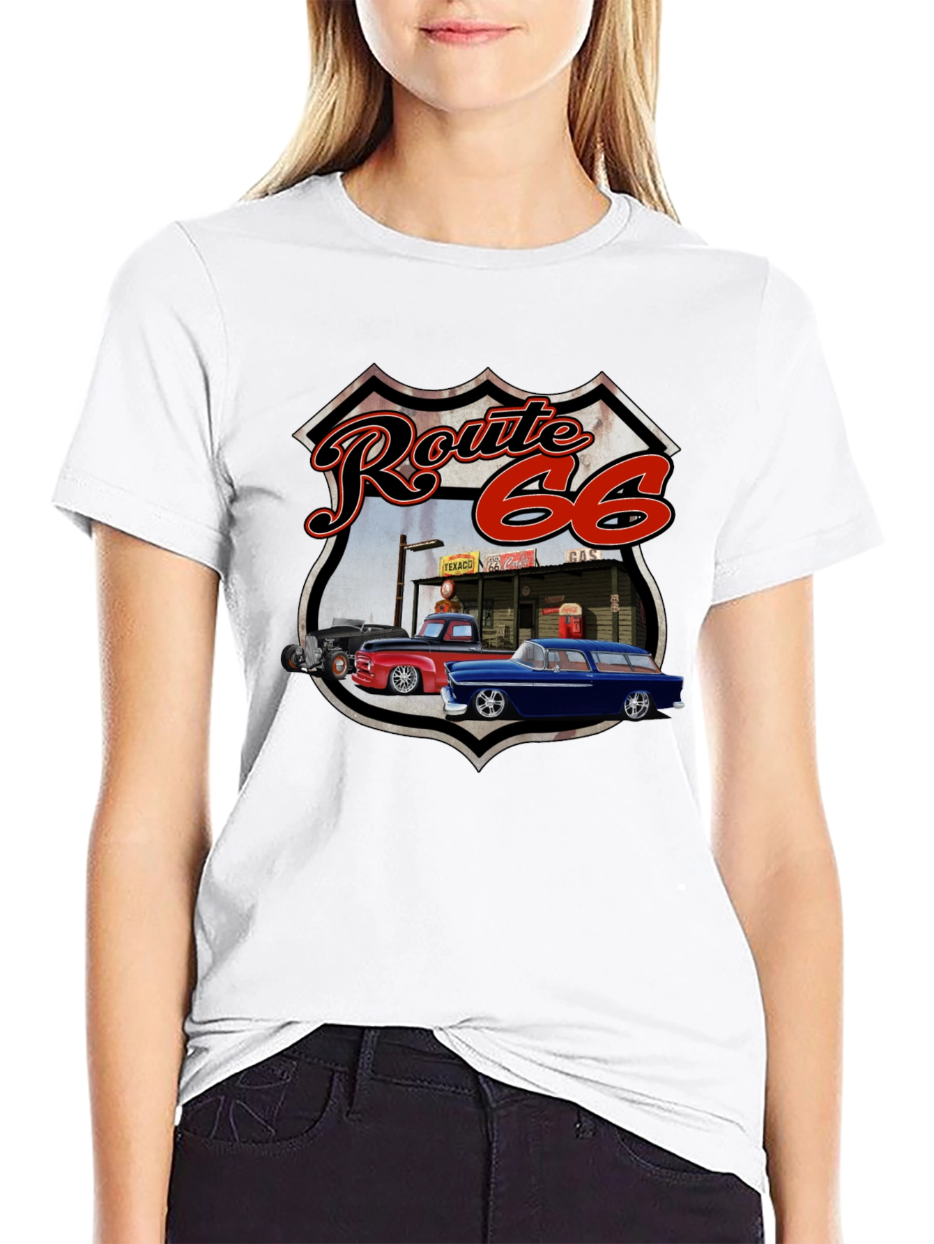 Route 66 Graphic Tee - Classic Car Design
