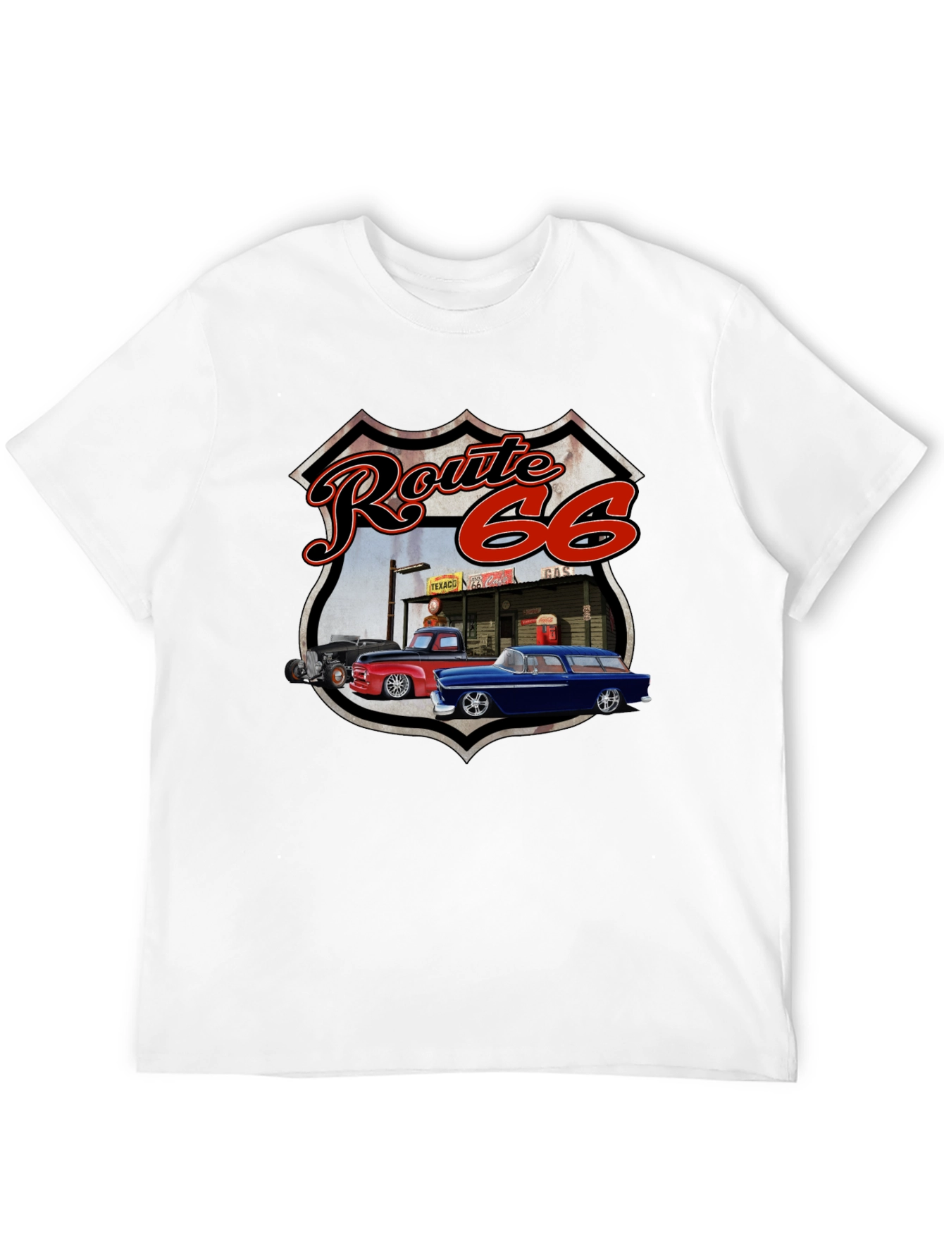 Route 66 Graphic Tee - Classic Car Design