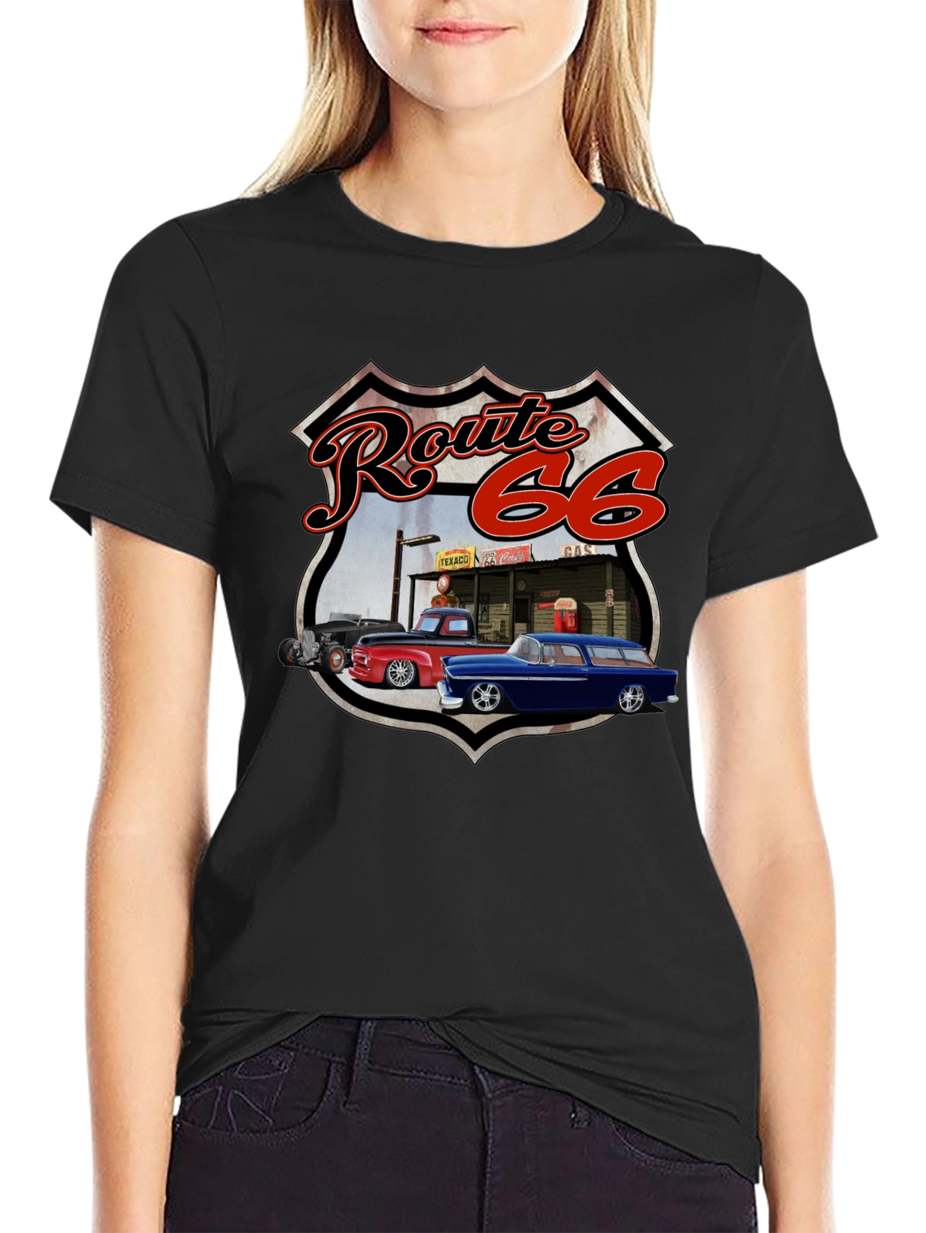 Route 66 Graphic Tee - Classic Car Design