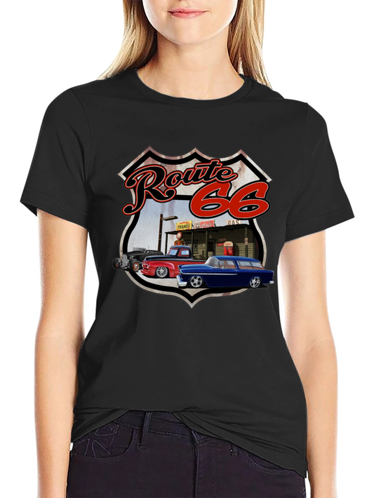 Route 66 Graphic Tee - Classic Car Design