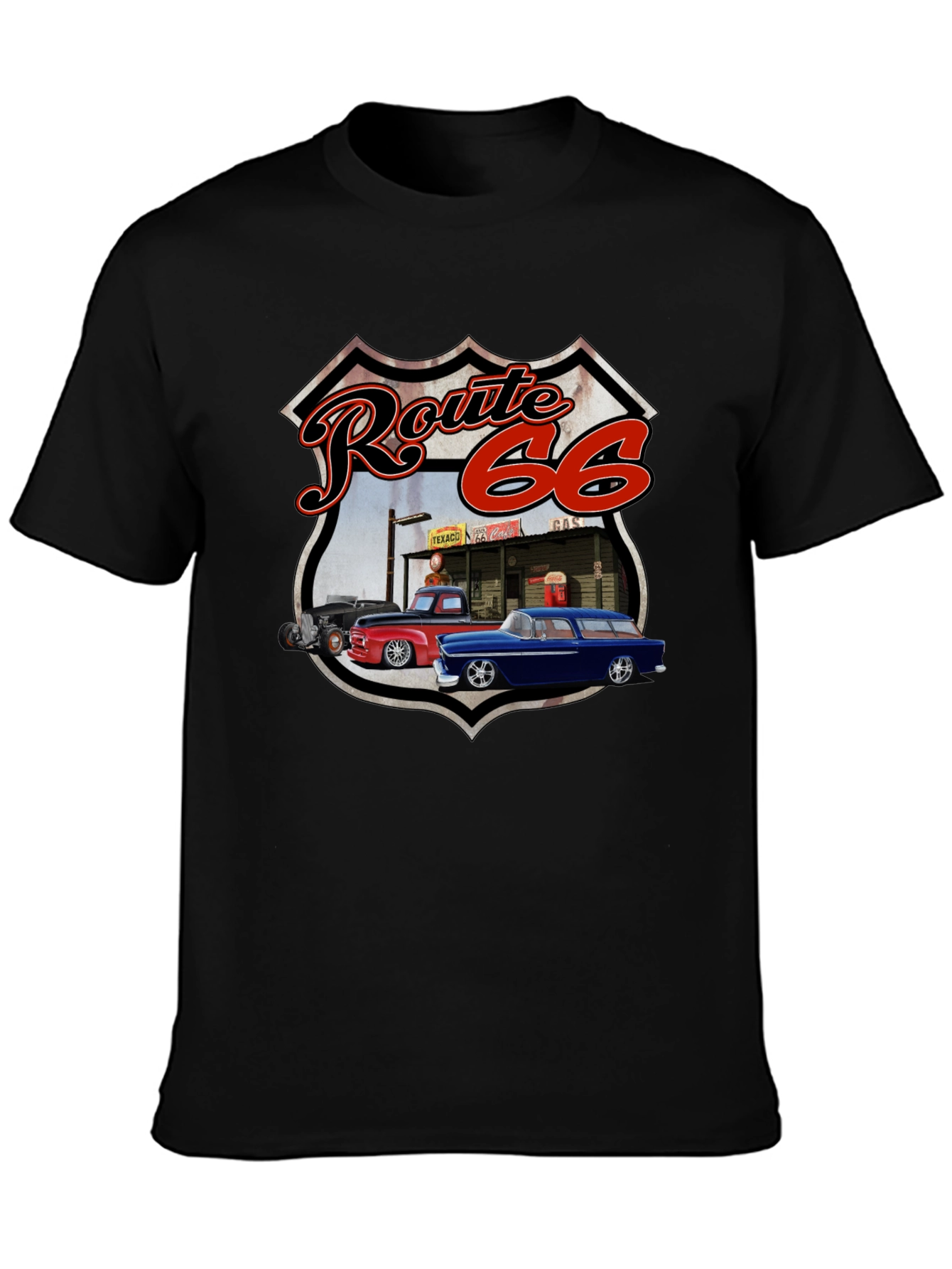 Route 66 Graphic Tee - Classic Car Design