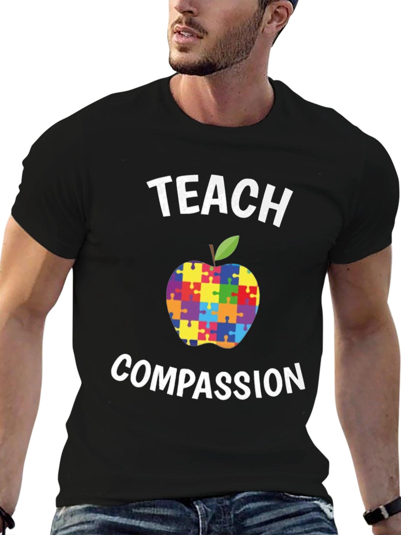 Teach Compassion Autism Puzzle Apple T-Shirt