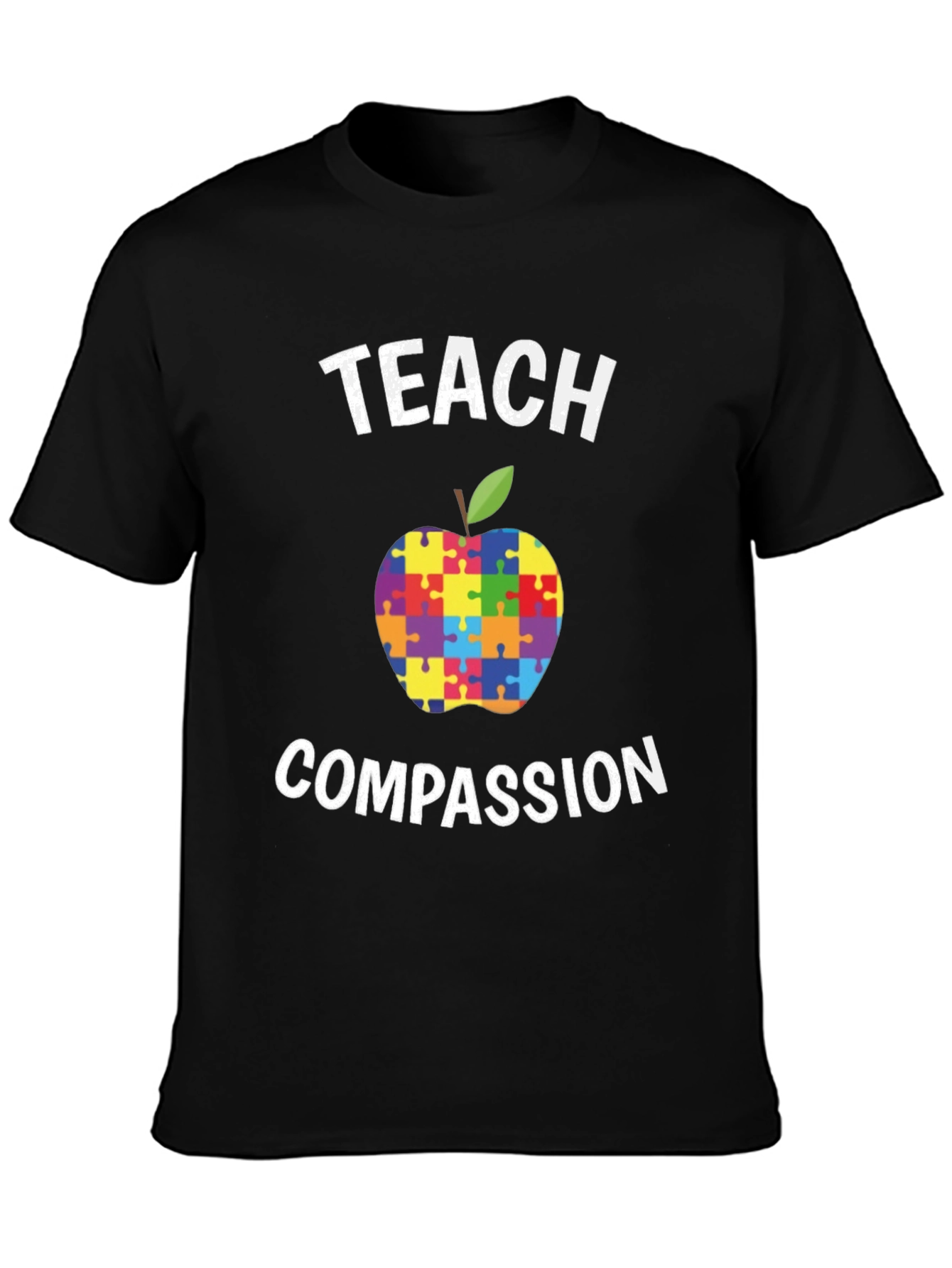 Teach Compassion Autism Puzzle Apple T-Shirt