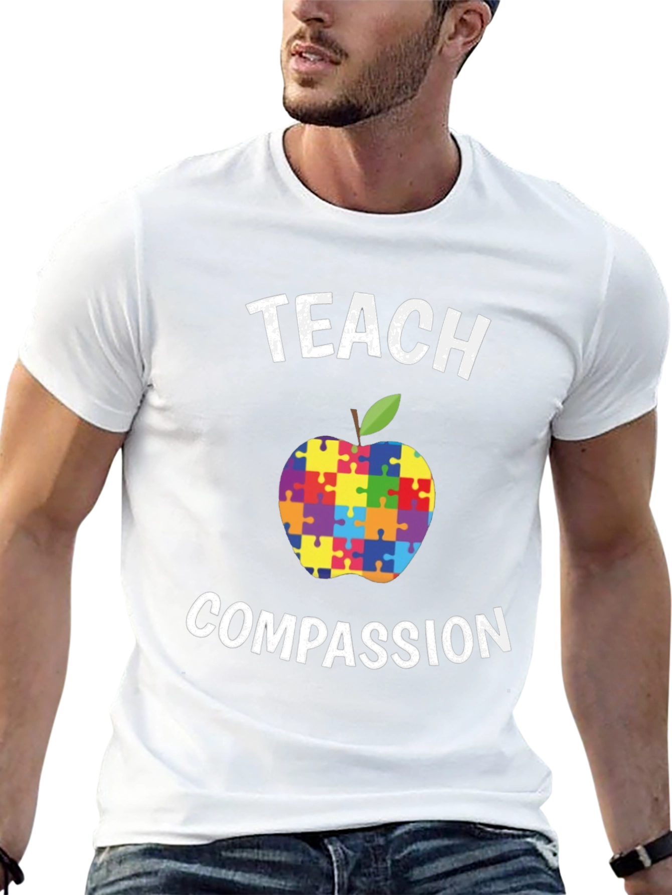 Teach Compassion Autism Puzzle Apple T-Shirt
