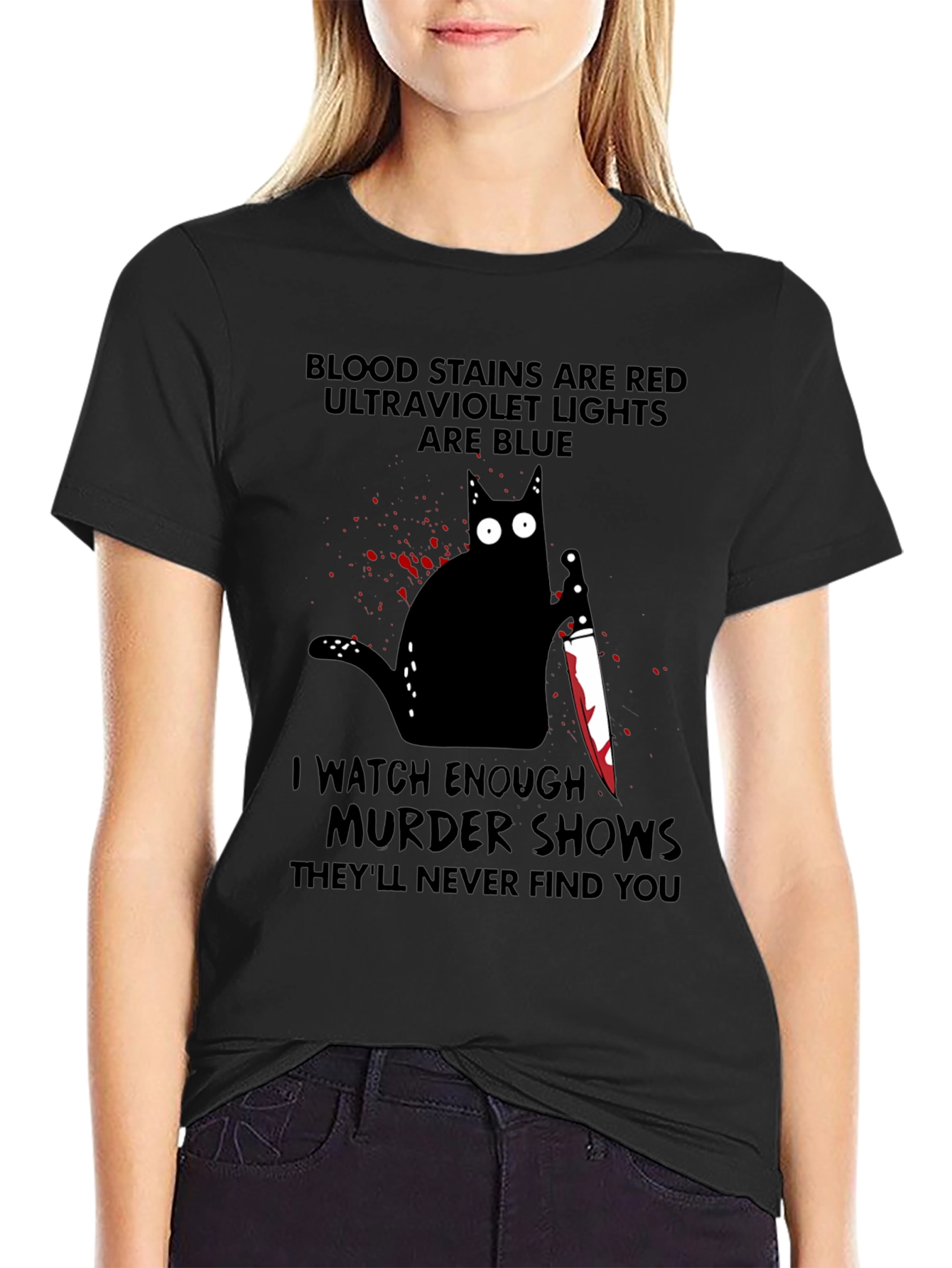 Murder Cat T-Shirt: Blood Stains Murder Shows