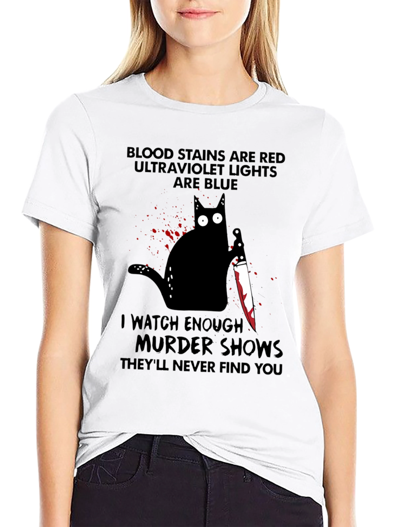 Murder Cat T-Shirt: Blood Stains Murder Shows