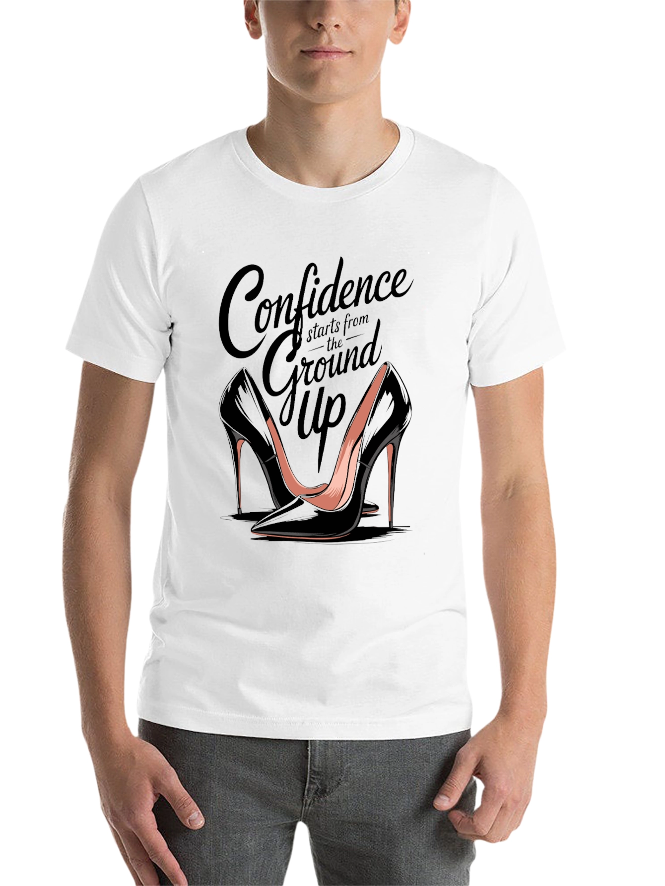 Confidence Heels T-Shirt - Stylish Womens Fashion Tee