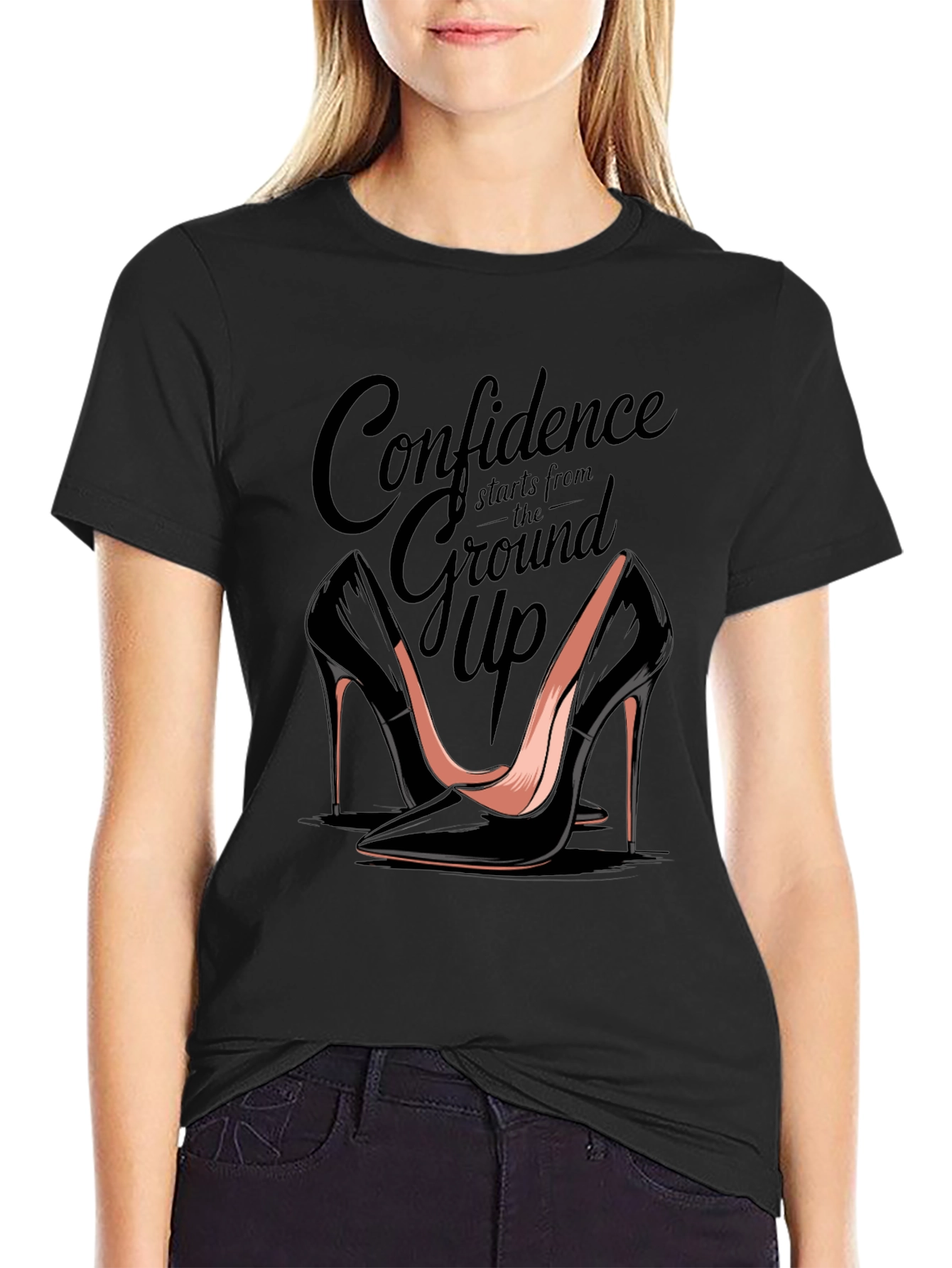 Confidence Heels T-Shirt - Stylish Womens Fashion Tee